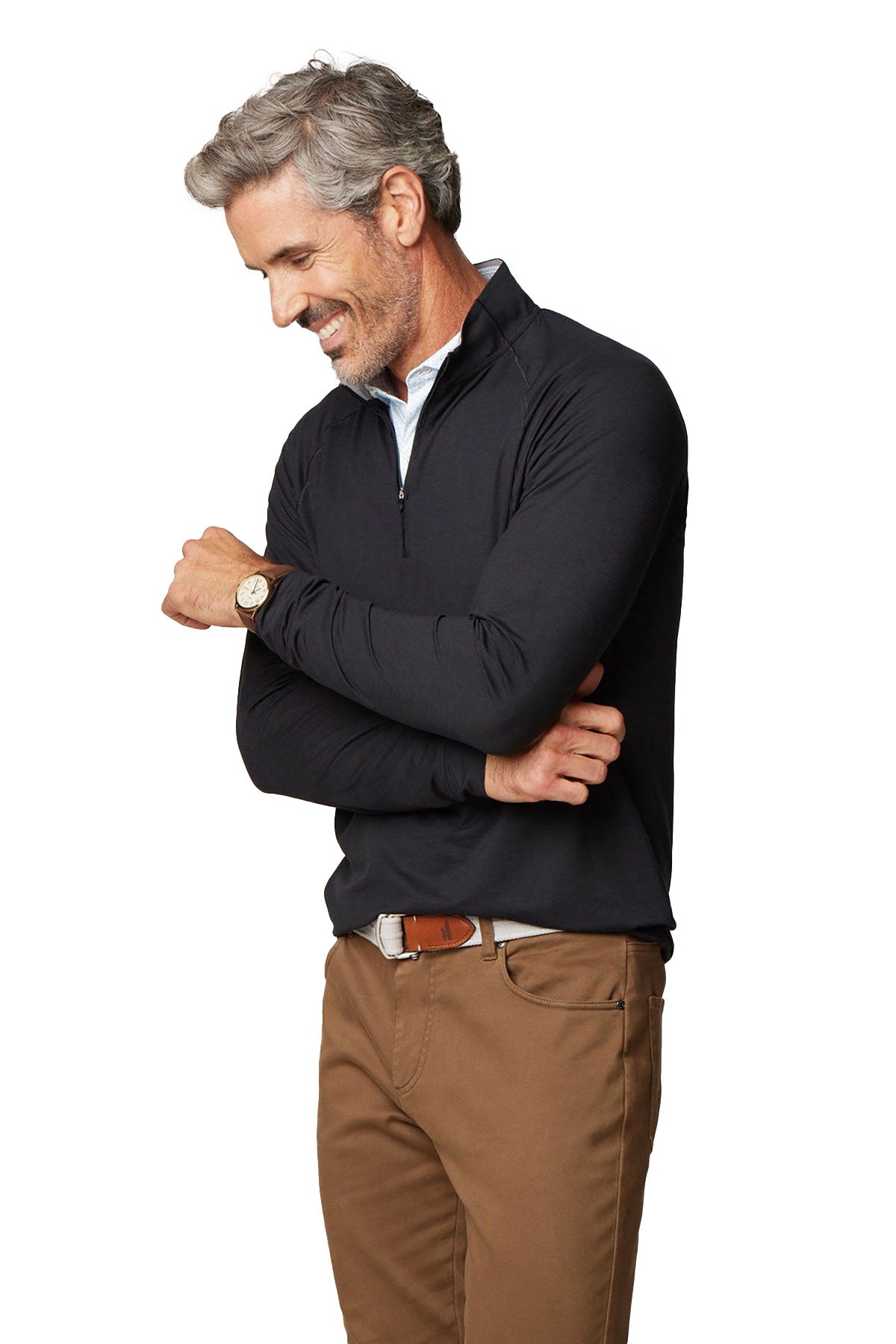 Johnnie O Freeborne Performance 1/4 Zip Custom Pullovers, Black [NARENCO]