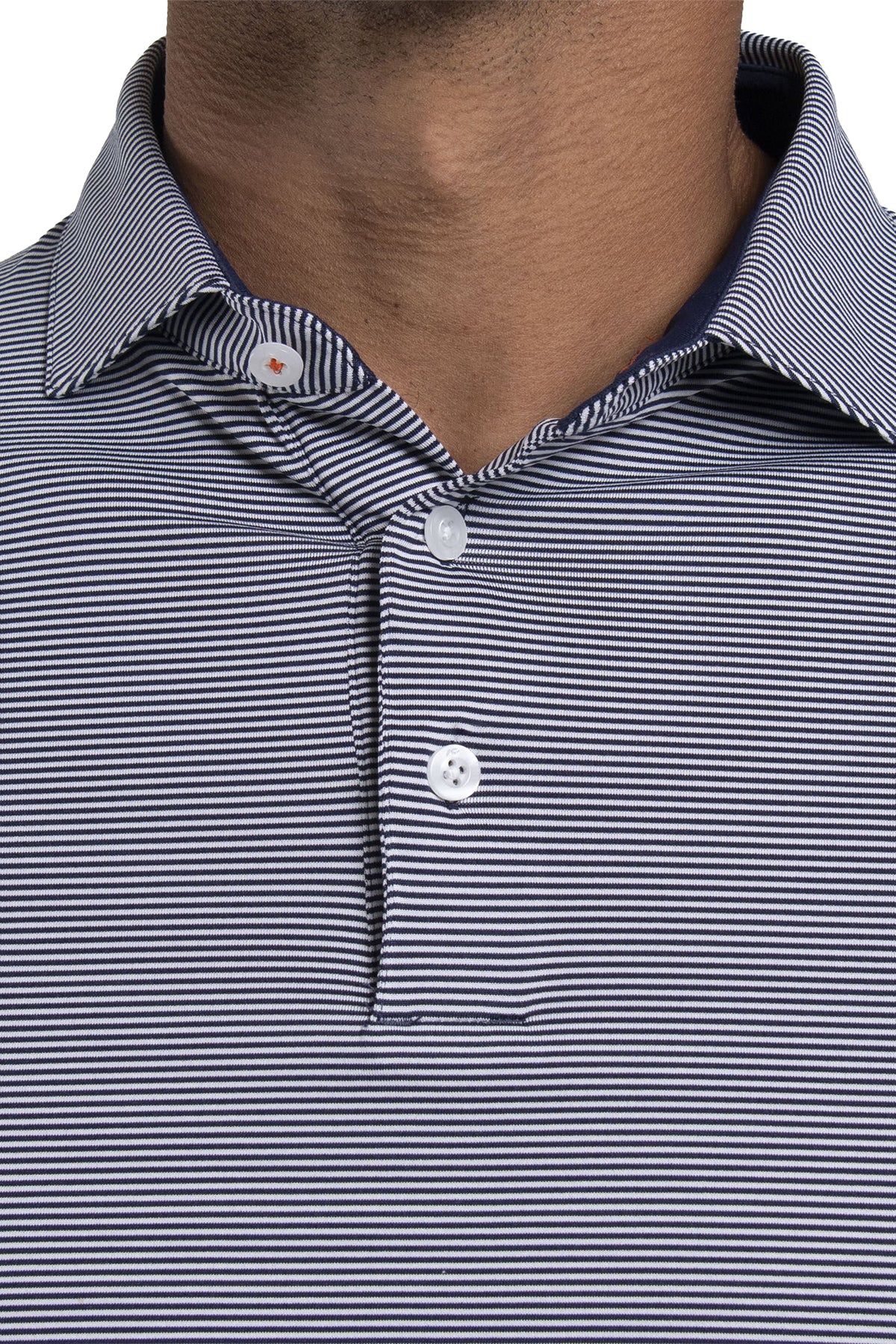 Kjus Soren Stripe Custom Long Sleeve Polos, Atlanta Blue/White
