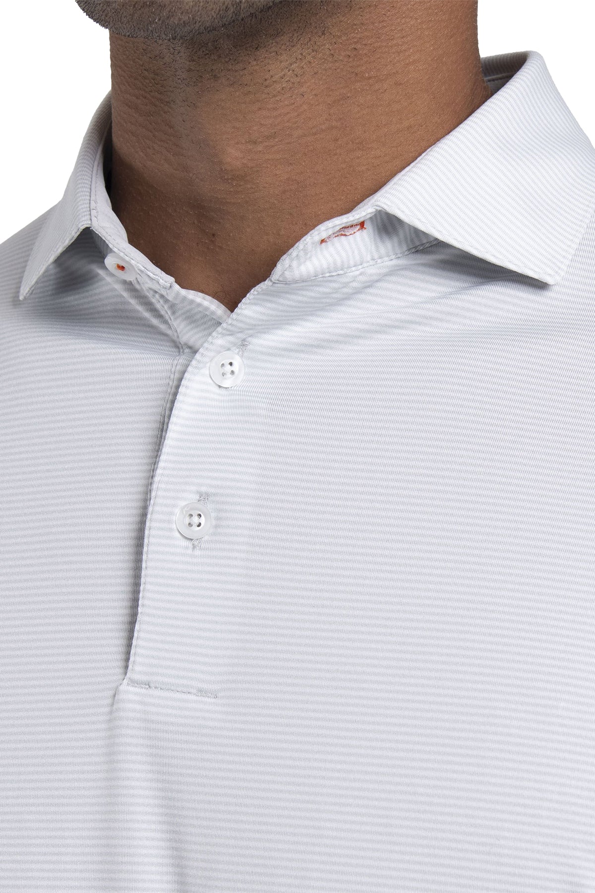 Kjus Soren Stripe Custom Long Sleeve Polos, Alloy/White