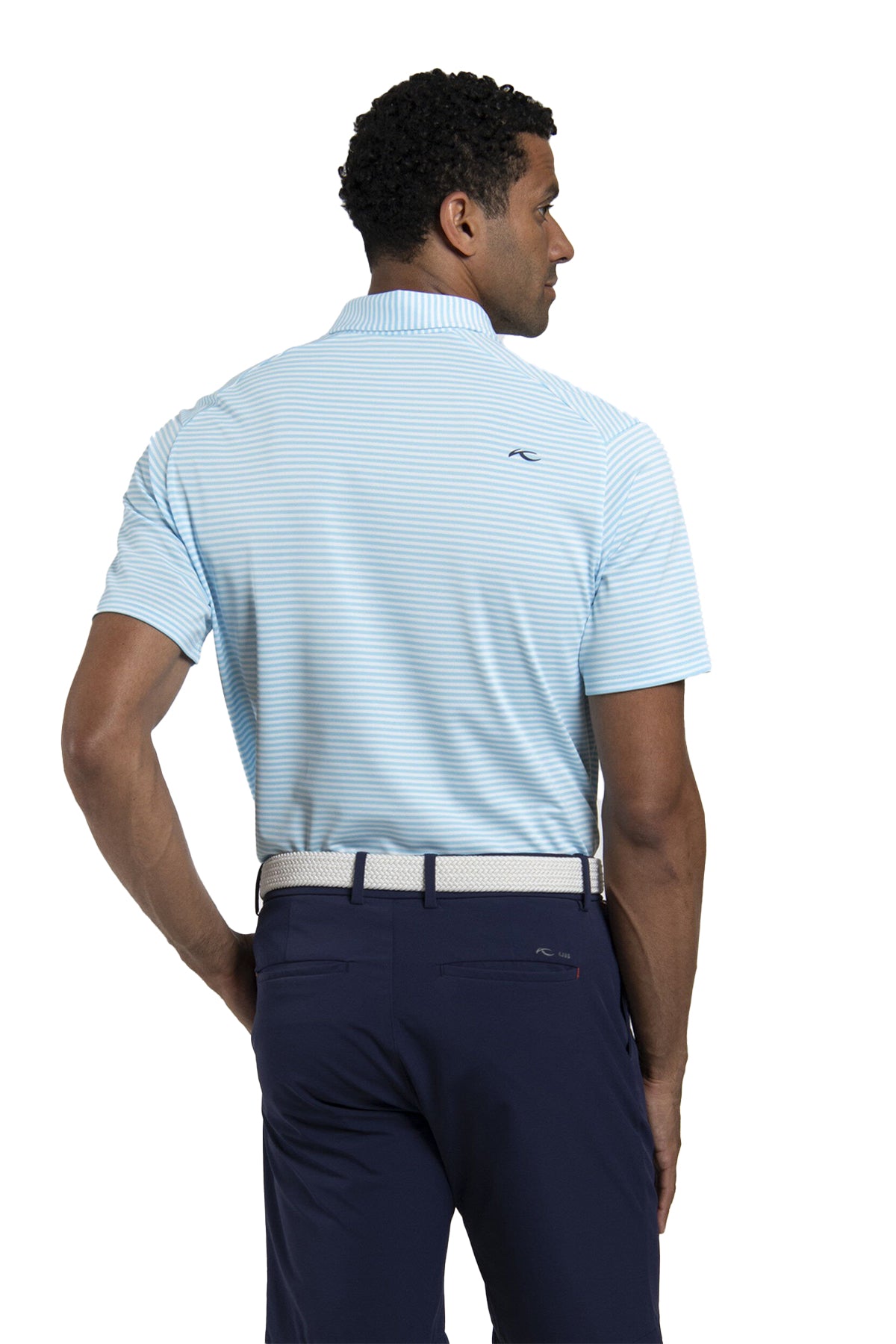 Kjus Lee Stripe Custom Polos, Poolside/White