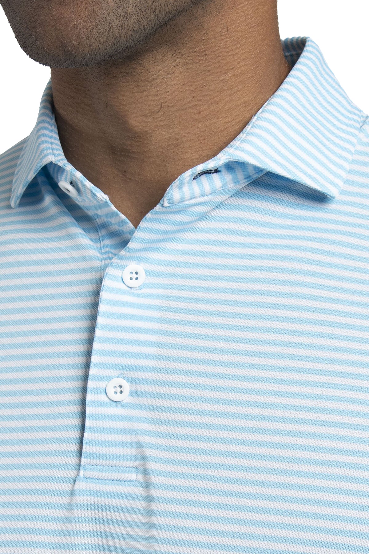 Kjus Lee Stripe Custom Polos, Poolside/White