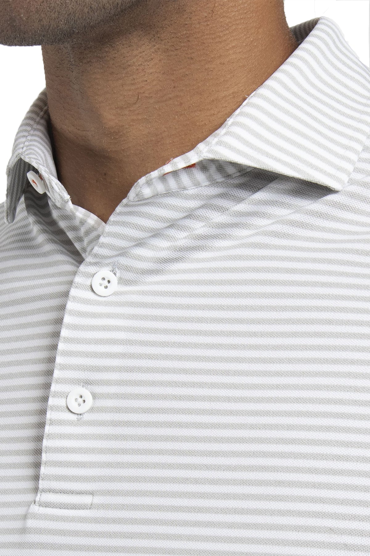 Kjus Lee Stripe Custom Polos, Alloy/White