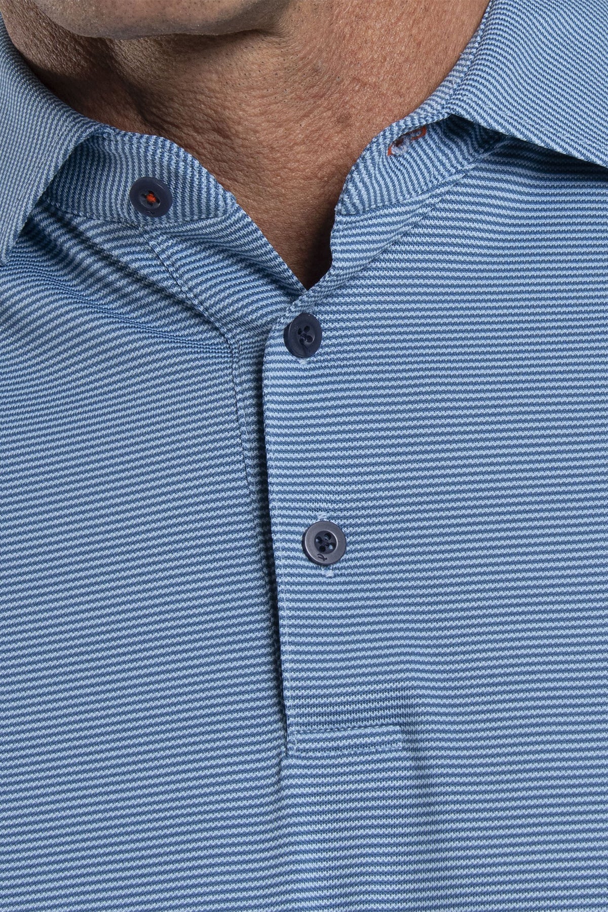 Kjus Lee Stripe Custom Polos, Maritime/Vapor Blue