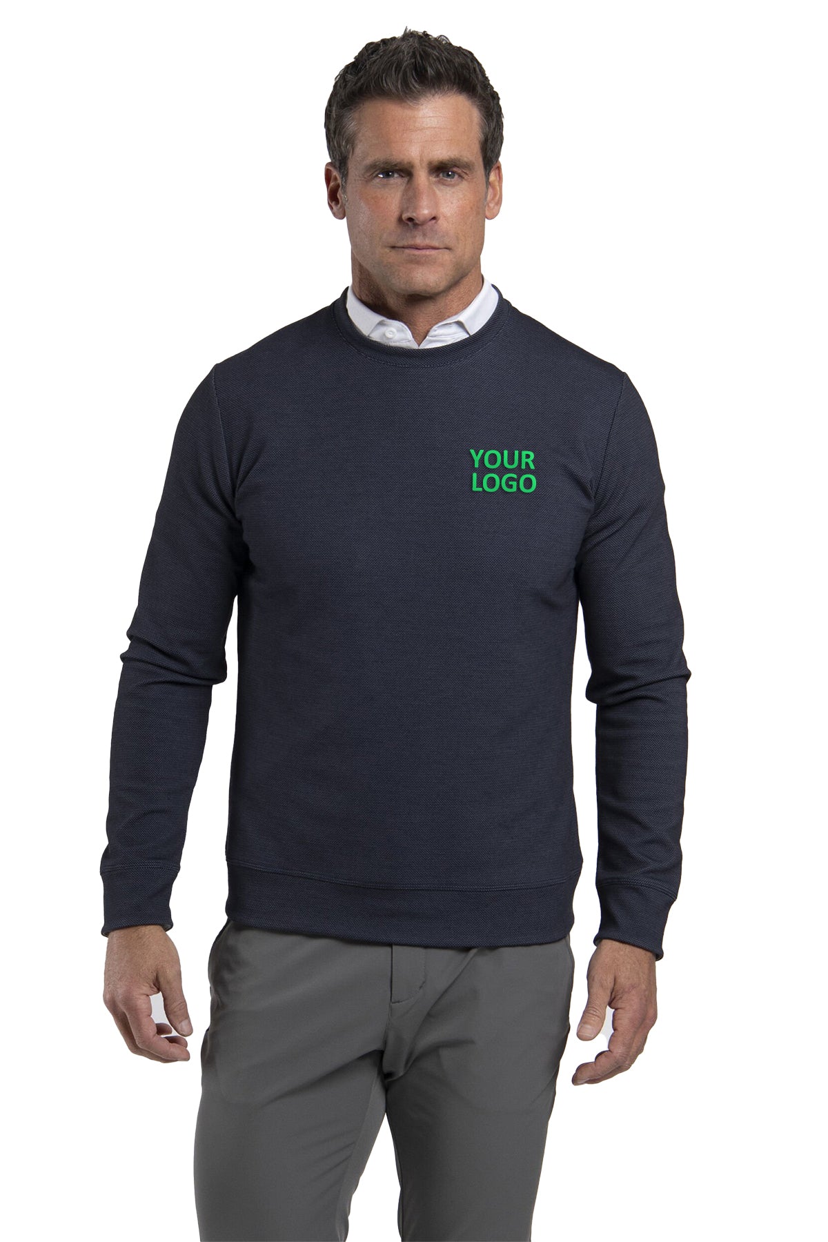 Kjus Essentials Custom Crew Necks, Atlanta Blue/Pewter