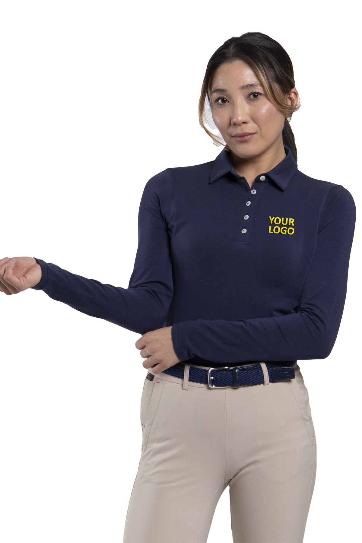 Kjus Women's Hollow Pima Custom Long Sleeve Polos, Atlanta Blue