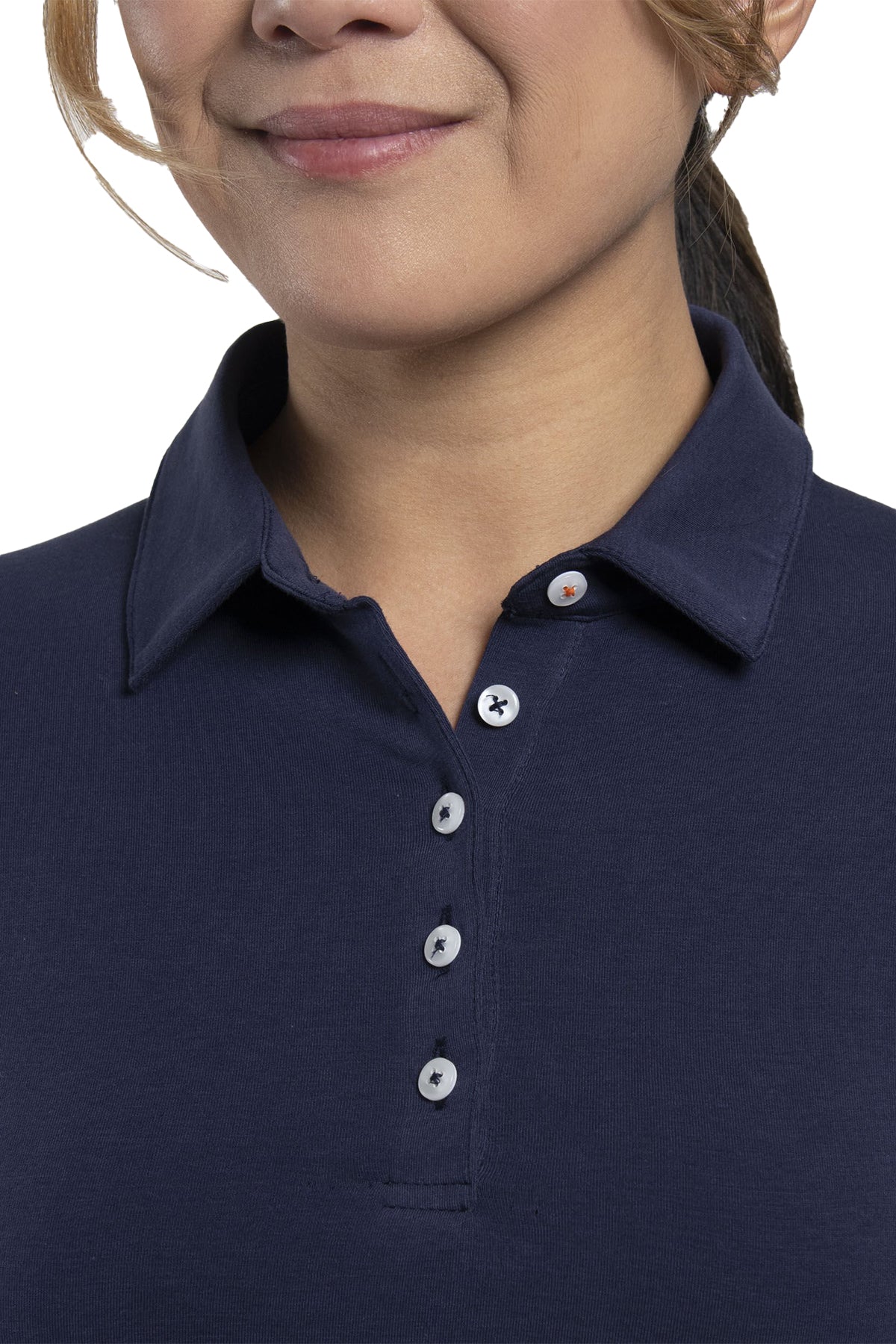 Kjus Women's Hollow Pima Custom Long Sleeve Polos, Atlanta Blue