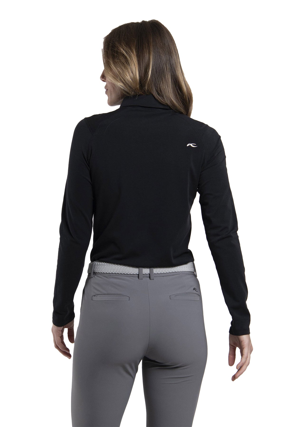 Kjus Women's Hollow Pima Custom Long Sleeve Polos, Black