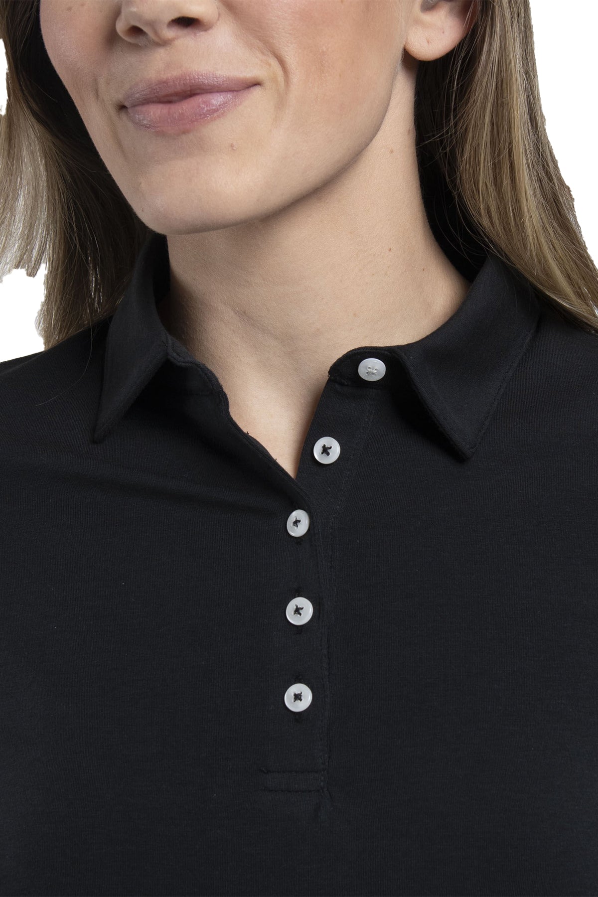 Kjus Women's Hollow Pima Custom Long Sleeve Polos, Black