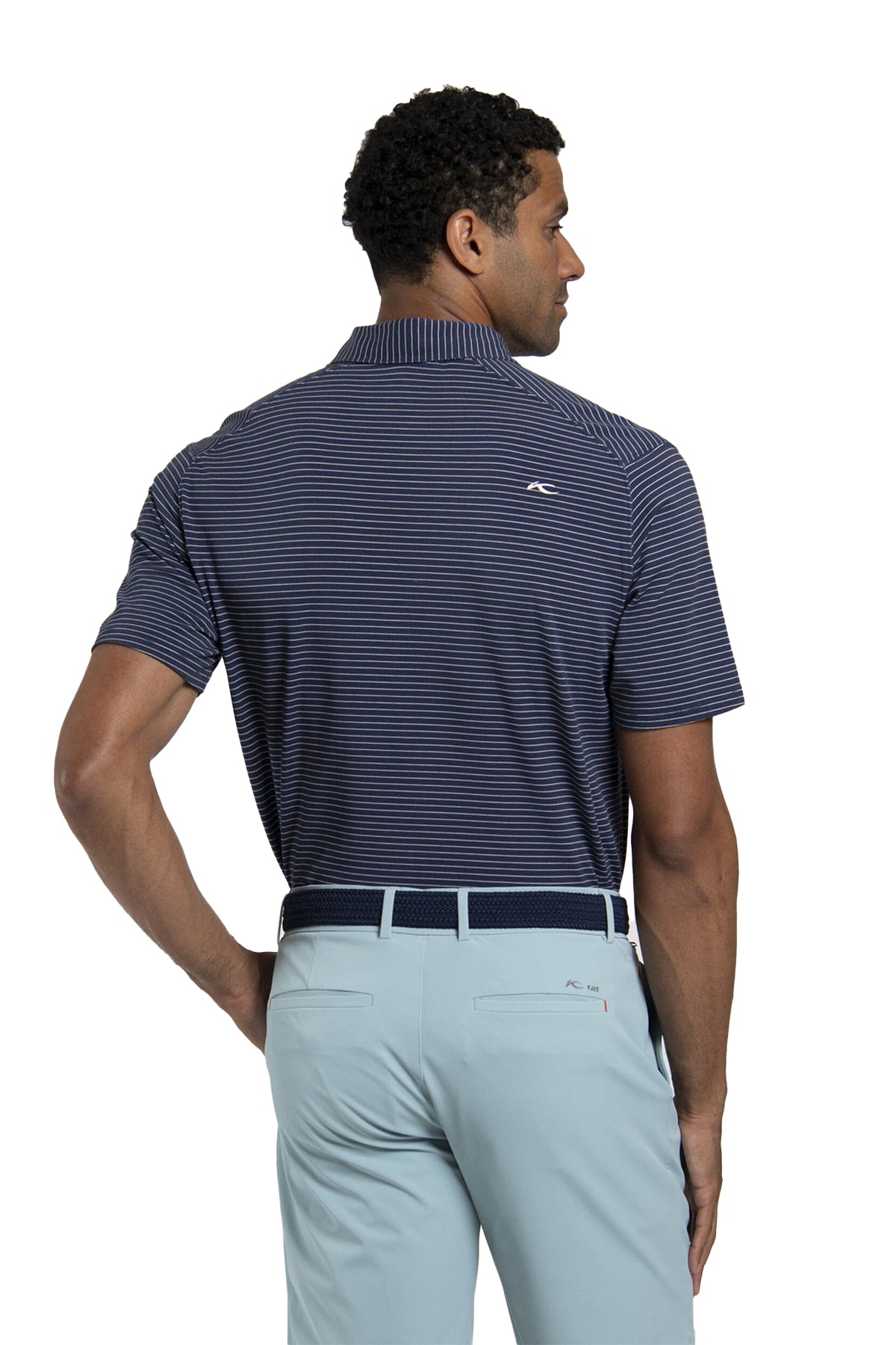 Kjus Hollow Pima Stripe Custom Polos, Atlanta Blue/White