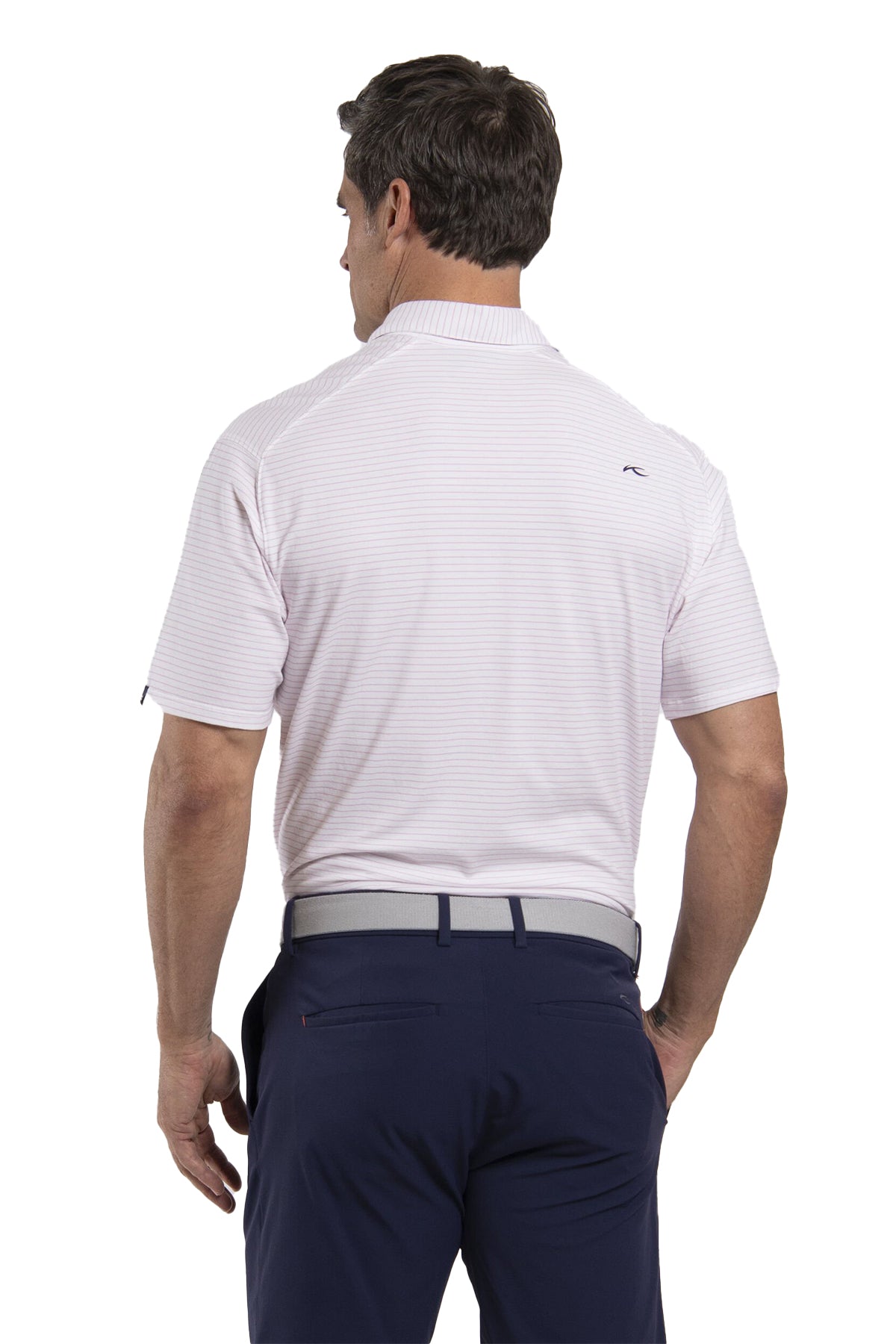 Kjus Hollow Pima Stripe Custom Polos, White/Whisper