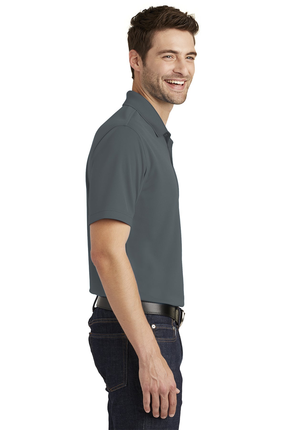 Port Authority Dry Zone UV Micro-Mesh Custom Polos, Graphite [CommStar Credit Union]