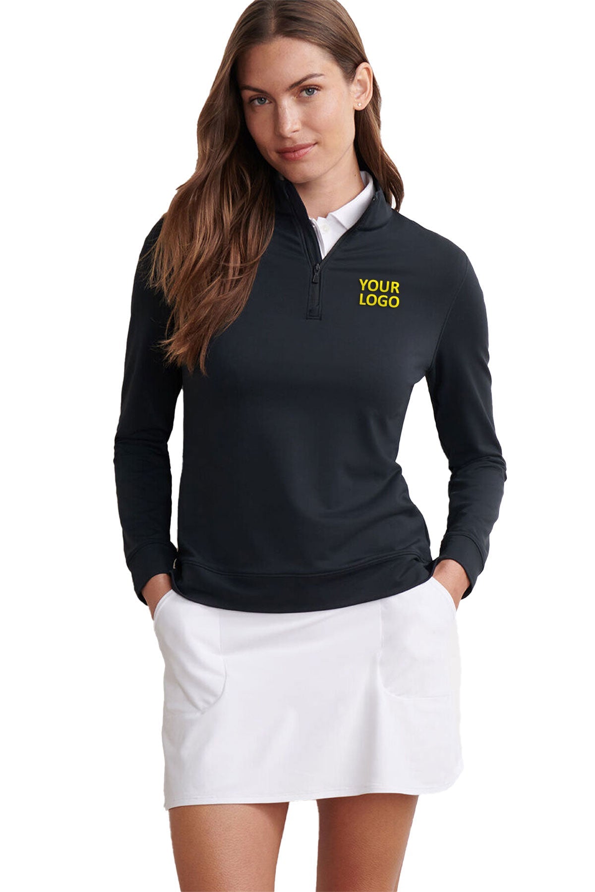 Peter Millar Womens Perth Performance Custom Quarter-Zips, Black