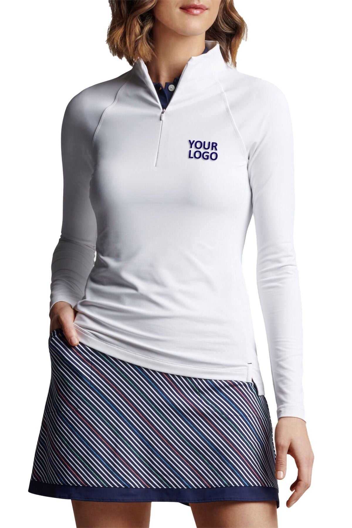 Peter Millar Womens Perth Branded Quarter Zips, White