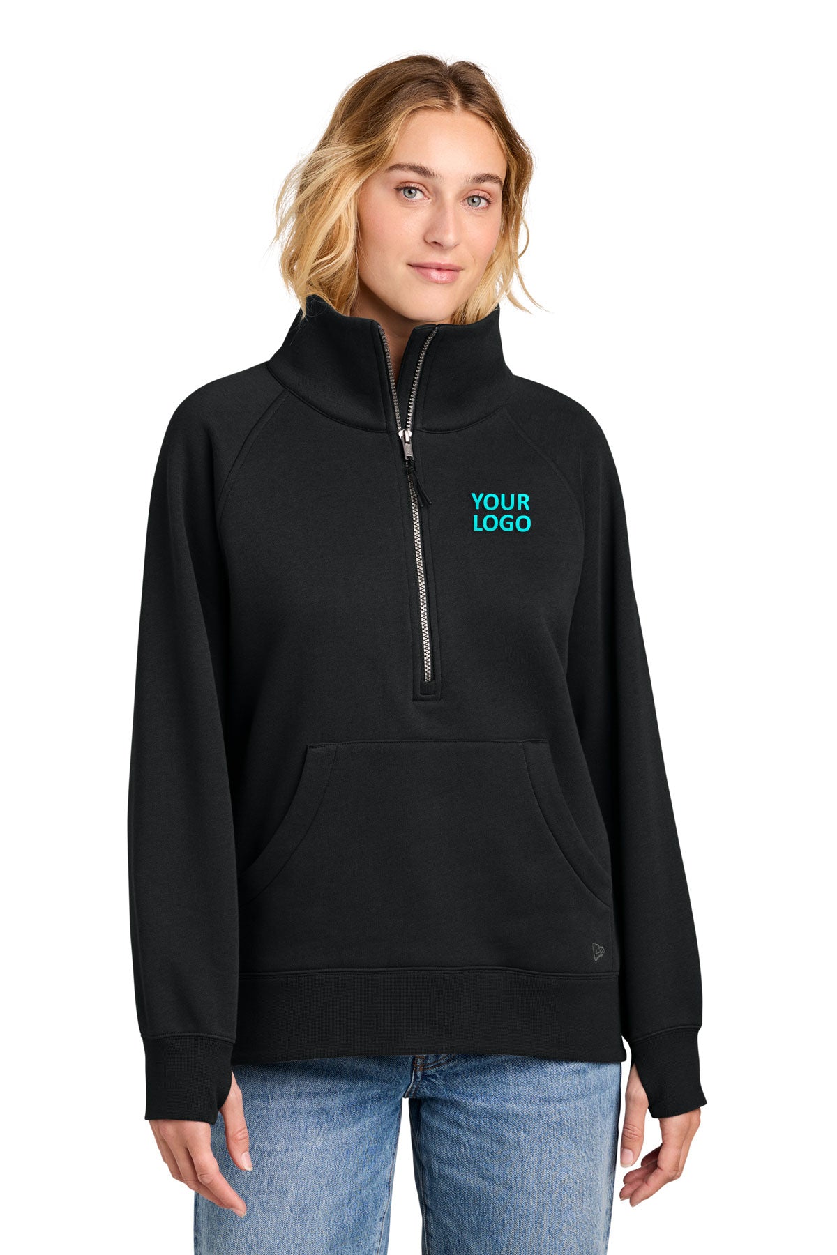 New Era Women’s Heritage Fleece Custom 1/2-Zips, Black