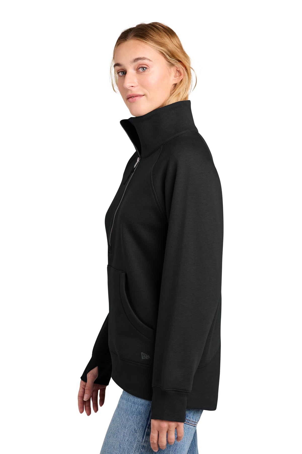 New Era Women’s Heritage Fleece Custom 1/2-Zips, Black