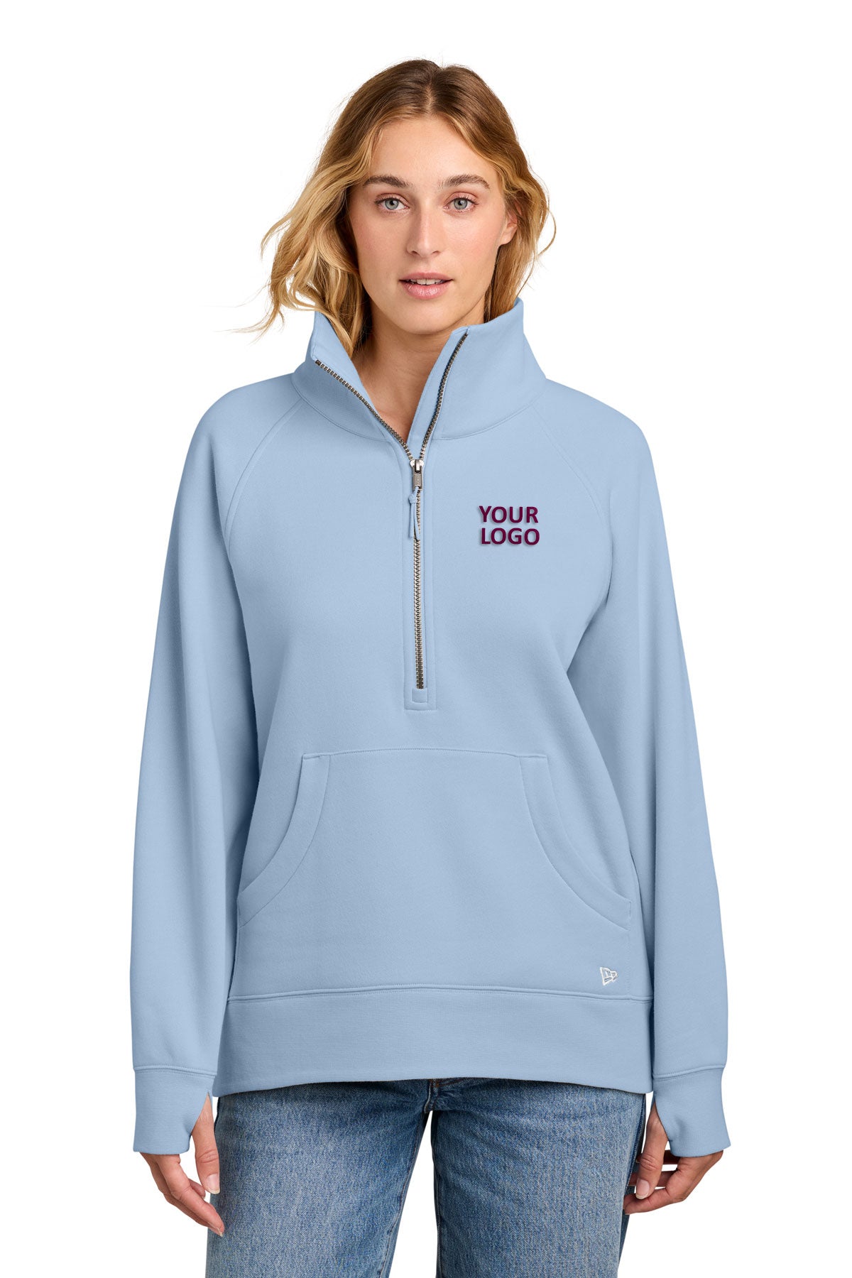 New Era Women’s Heritage Fleece Custom 1/2-Zips, Cloud Blue