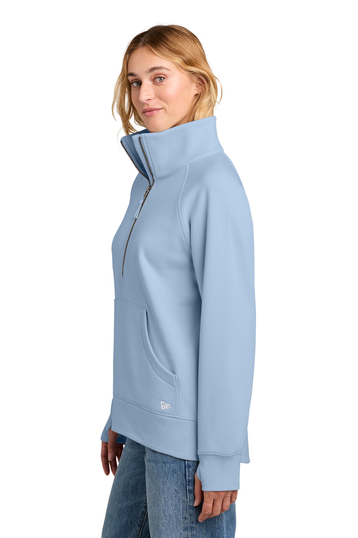 New Era Women’s Heritage Fleece Custom 1/2-Zips, Cloud Blue