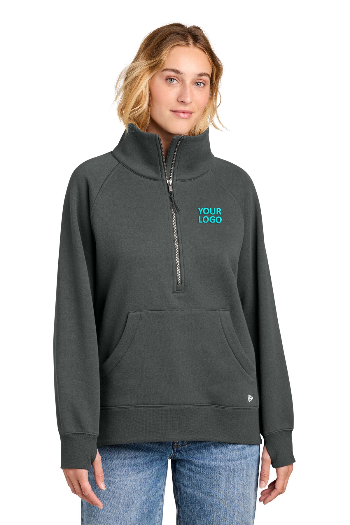 New Era Women’s Heritage Fleece Custom 1/2-Zips, Graphite