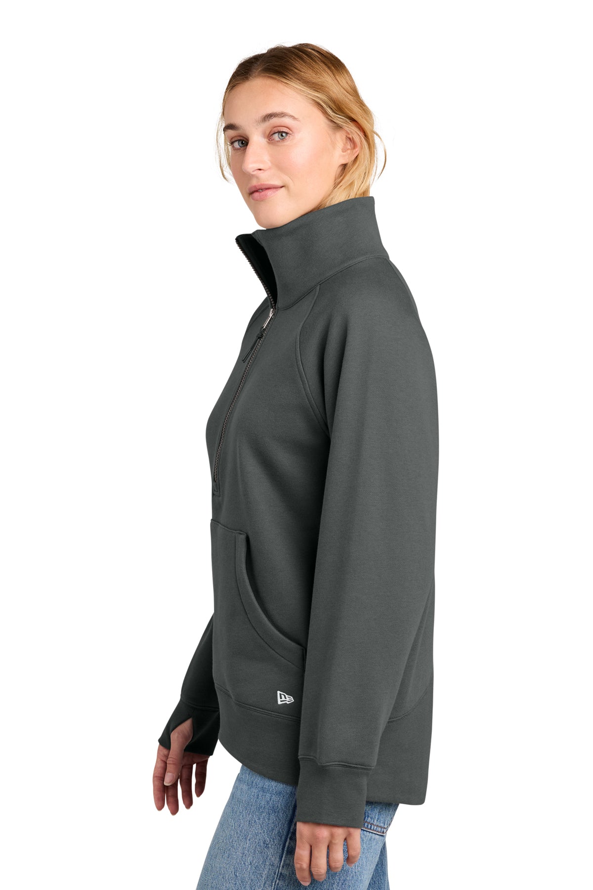 New Era Women’s Heritage Fleece Custom 1/2-Zips, Graphite
