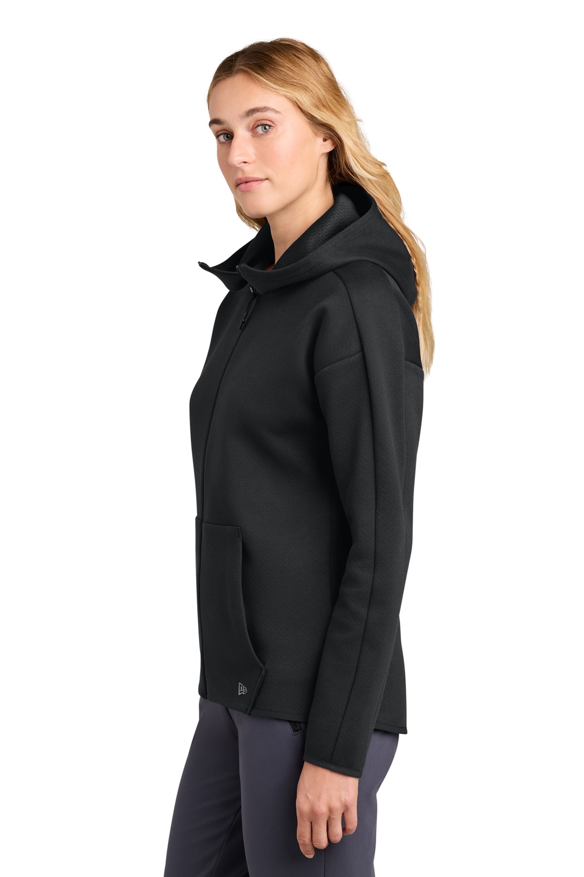 New Era Women’s Double Back Custom Full-Zip Hoodies, Black