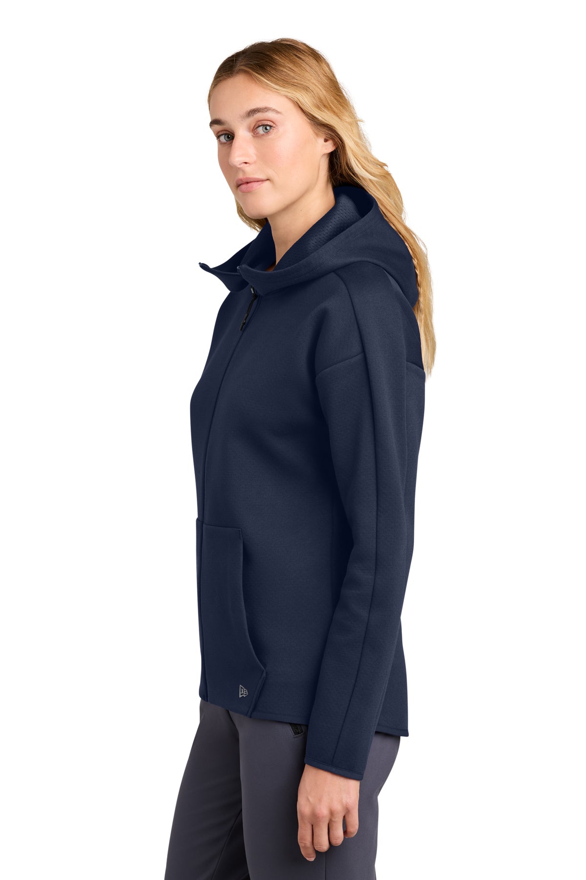 New Era Women’s Double Back Custom Full-Zip Hoodies, True Navy