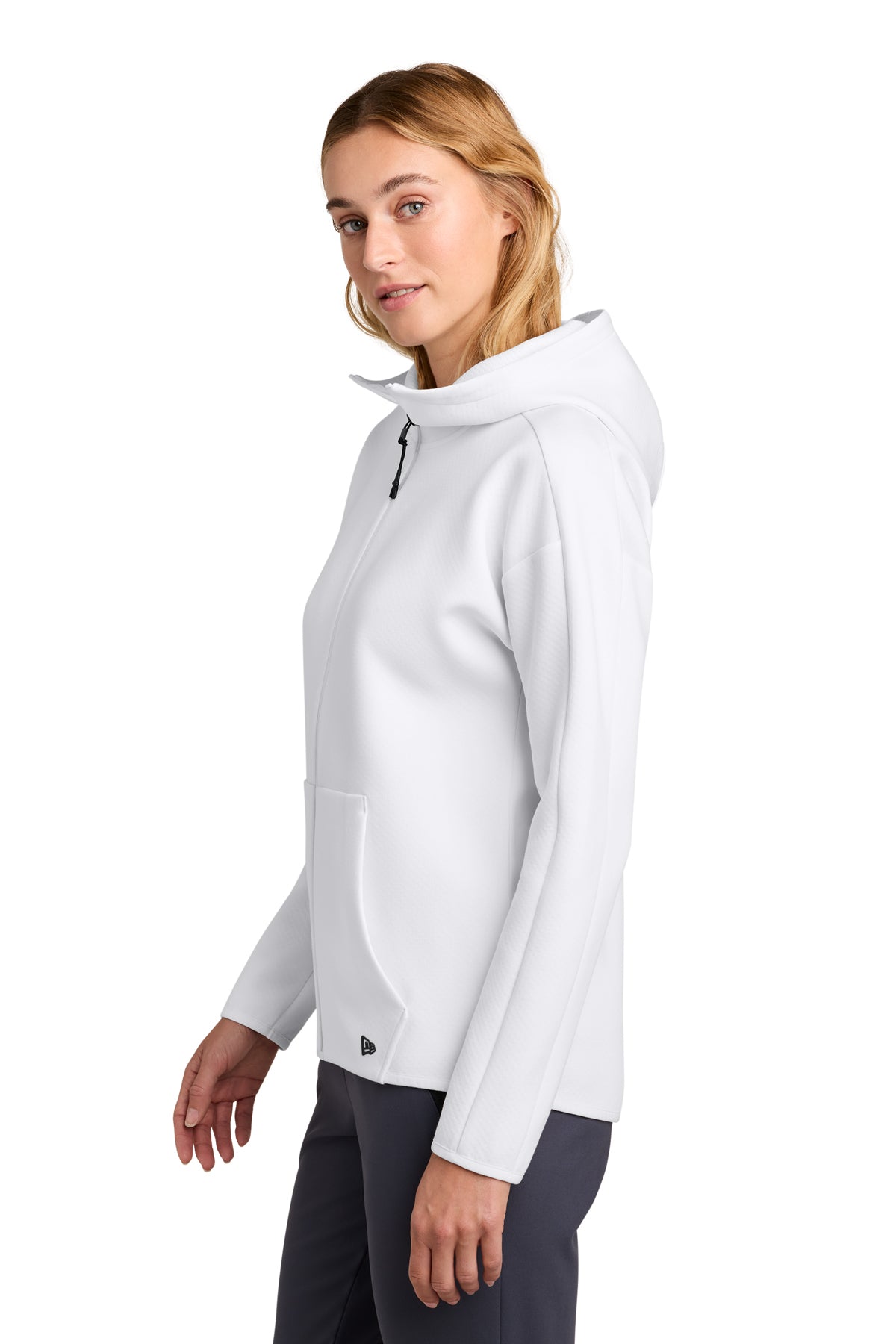 New Era Women’s Double Back Custom Full-Zip Hoodies, White