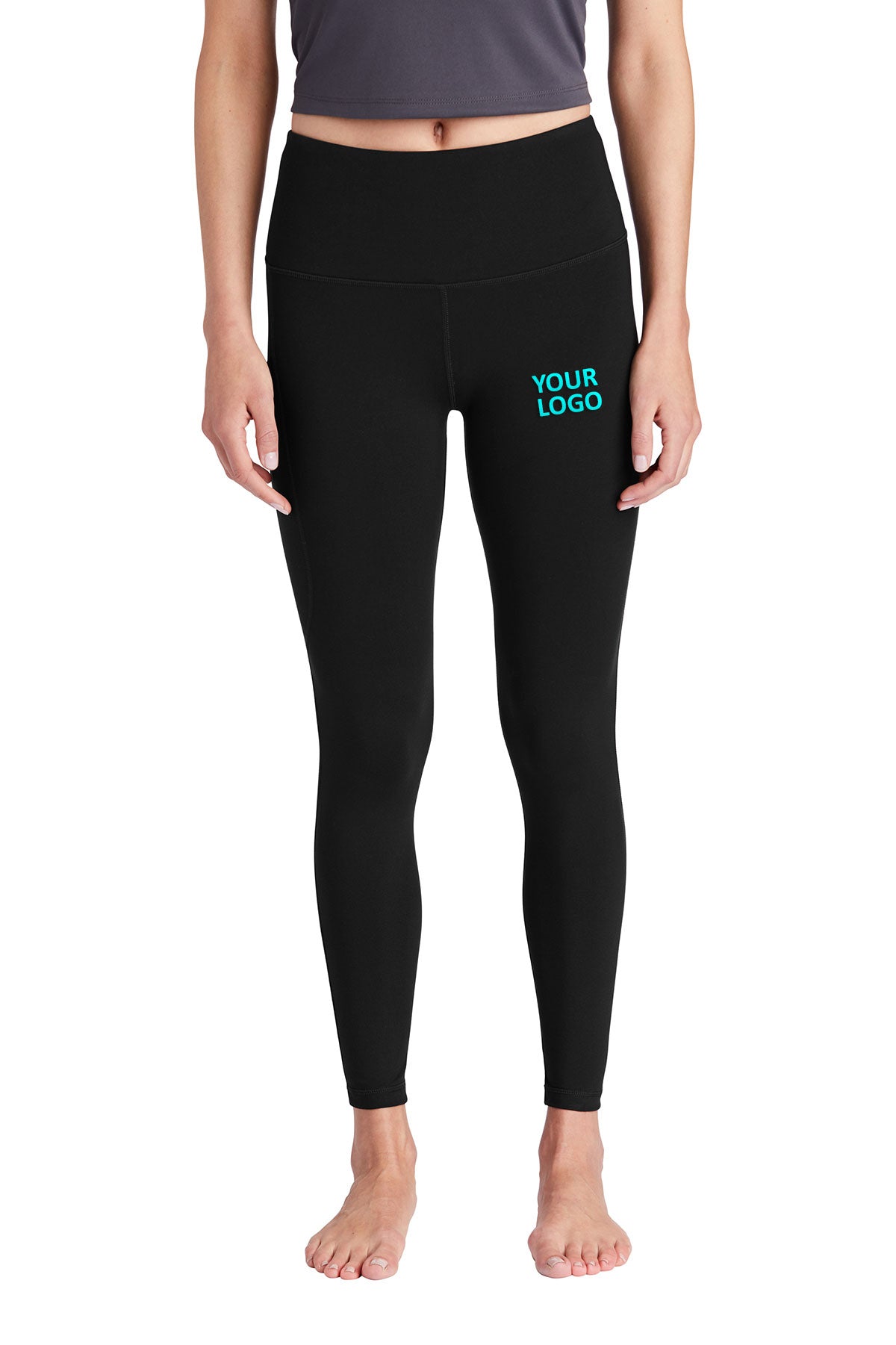 Sport-Tek Women's Custom High Rise 7/8 Leggings, Black