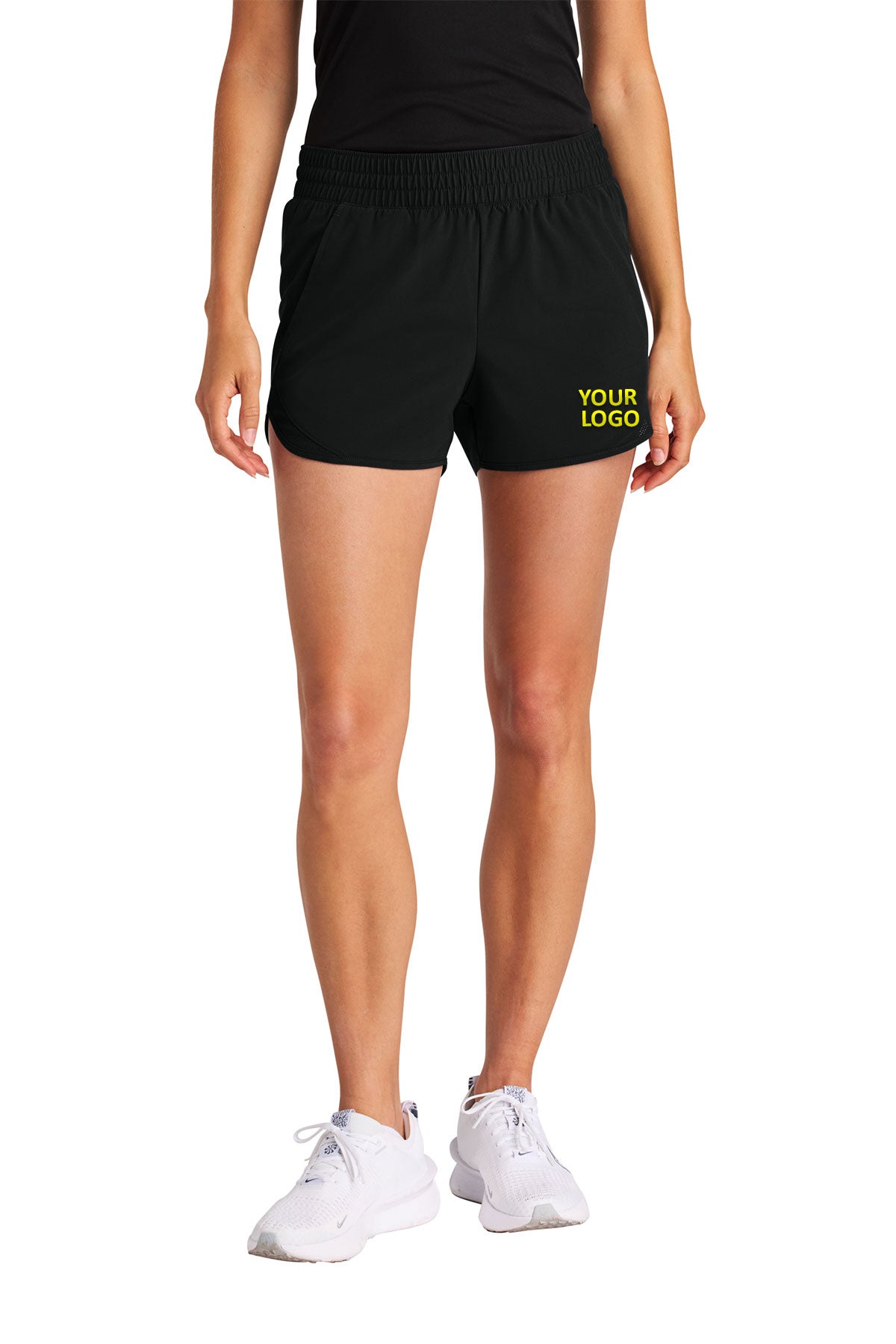 Sport-Tek Women’s Custom Repeat Swift Shorts, Black