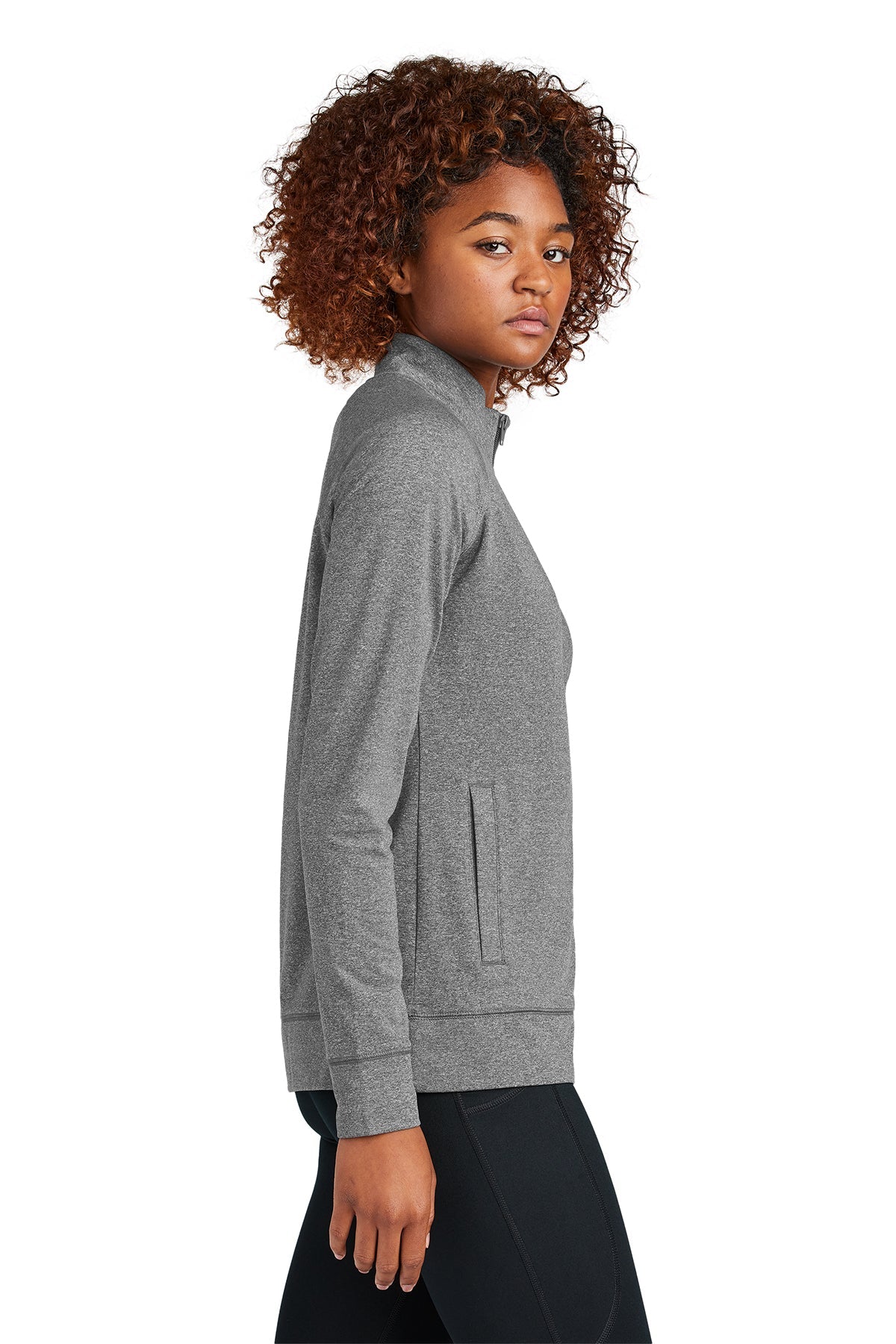 Sport-Tek Women's Custom Sport-Wick Stretch Cadet Jackets, Charcoal Grey Heather