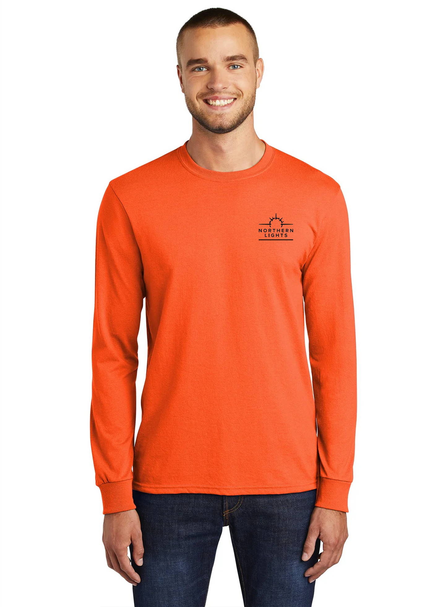Port & Company Long Sleeve Core Blend Tee, Safety Orange [Northern Lights Locating & Inspection]