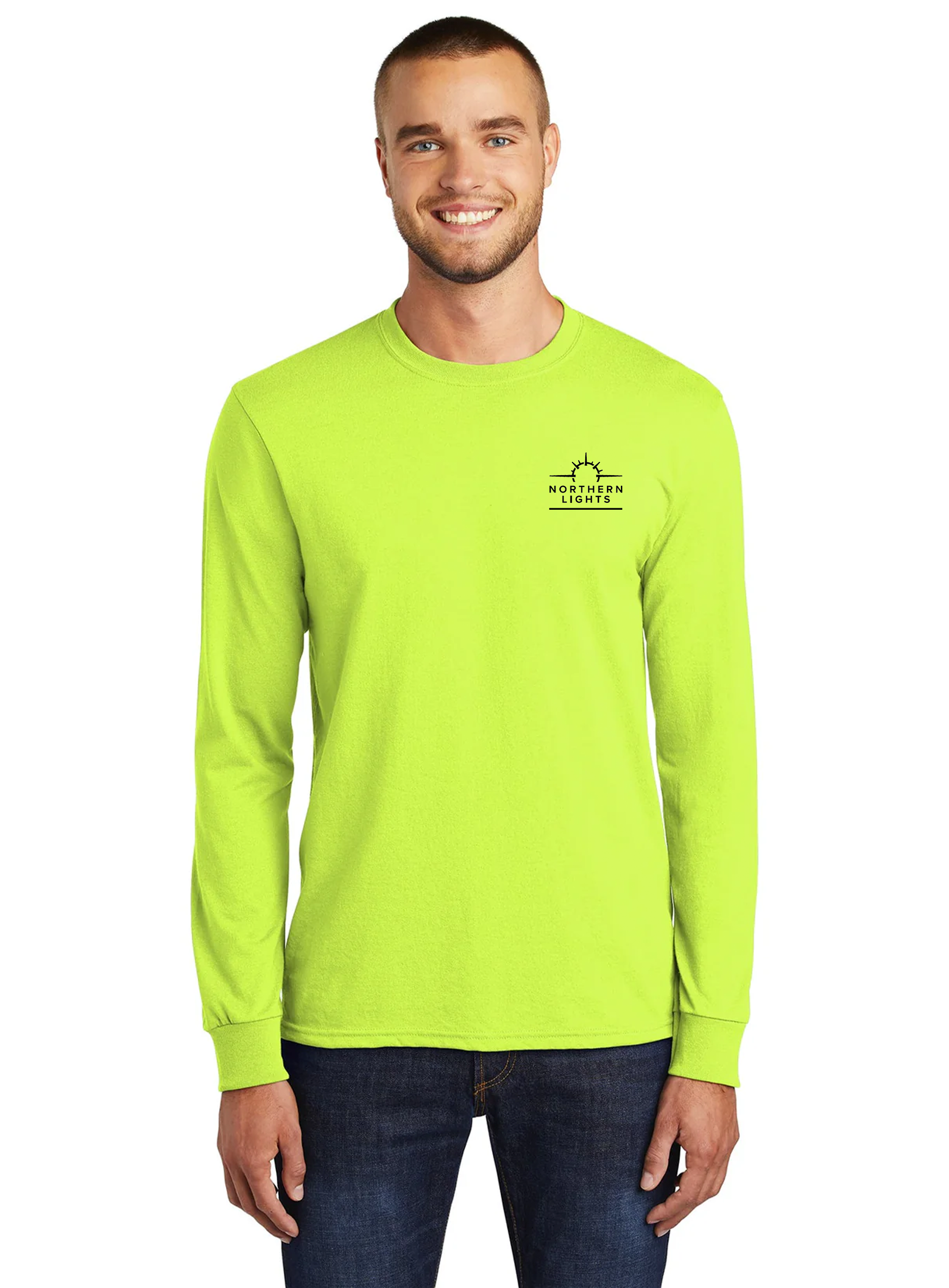 Port & Company Long Sleeve Core Blend Tee, Safety Green [Northern Lights Locating & Inspection]