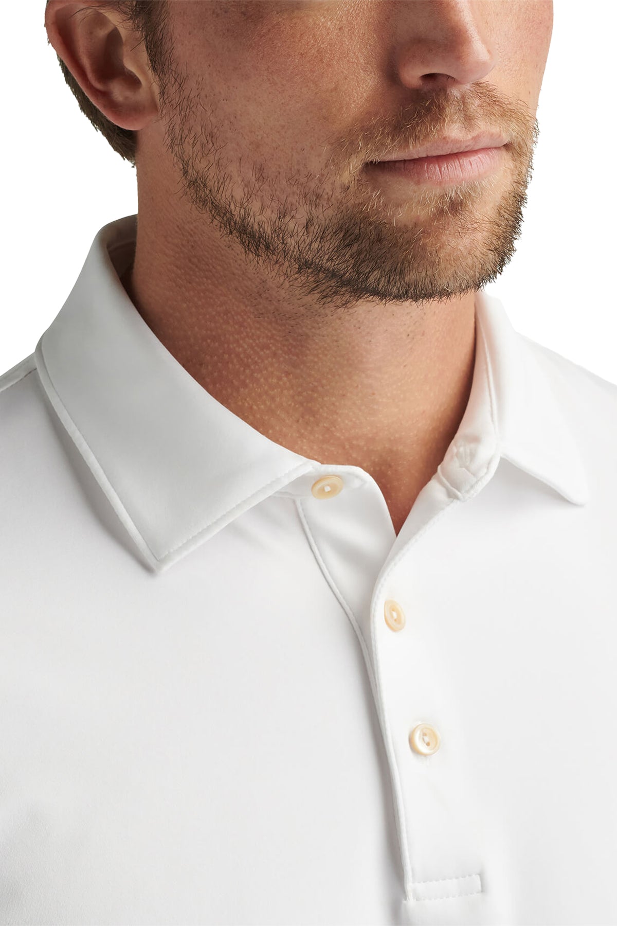 Peter Millar Performance Self Collar Custom Polos, White