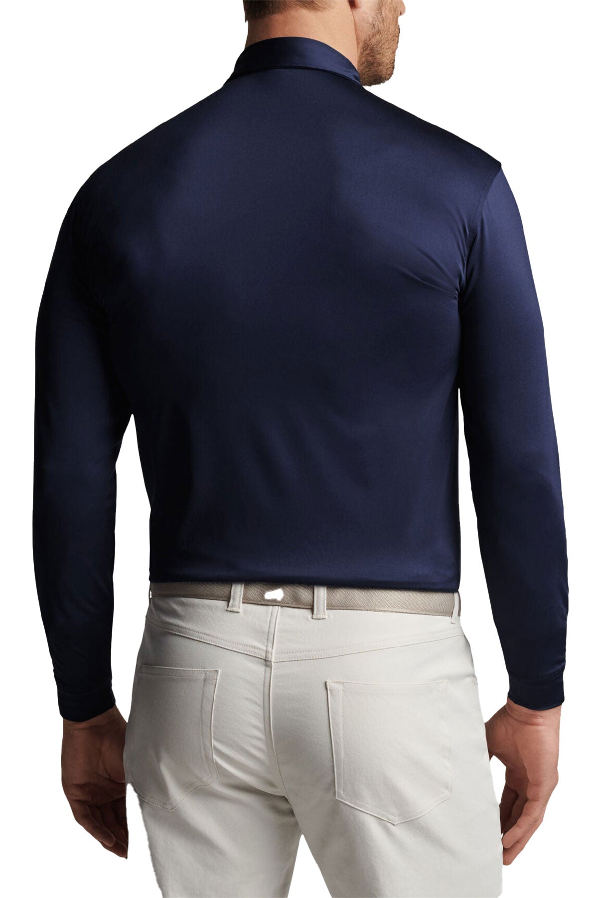 Peter Millar Performance Long Sleeve Branded Polos, Navy [Horizontal Talent]
