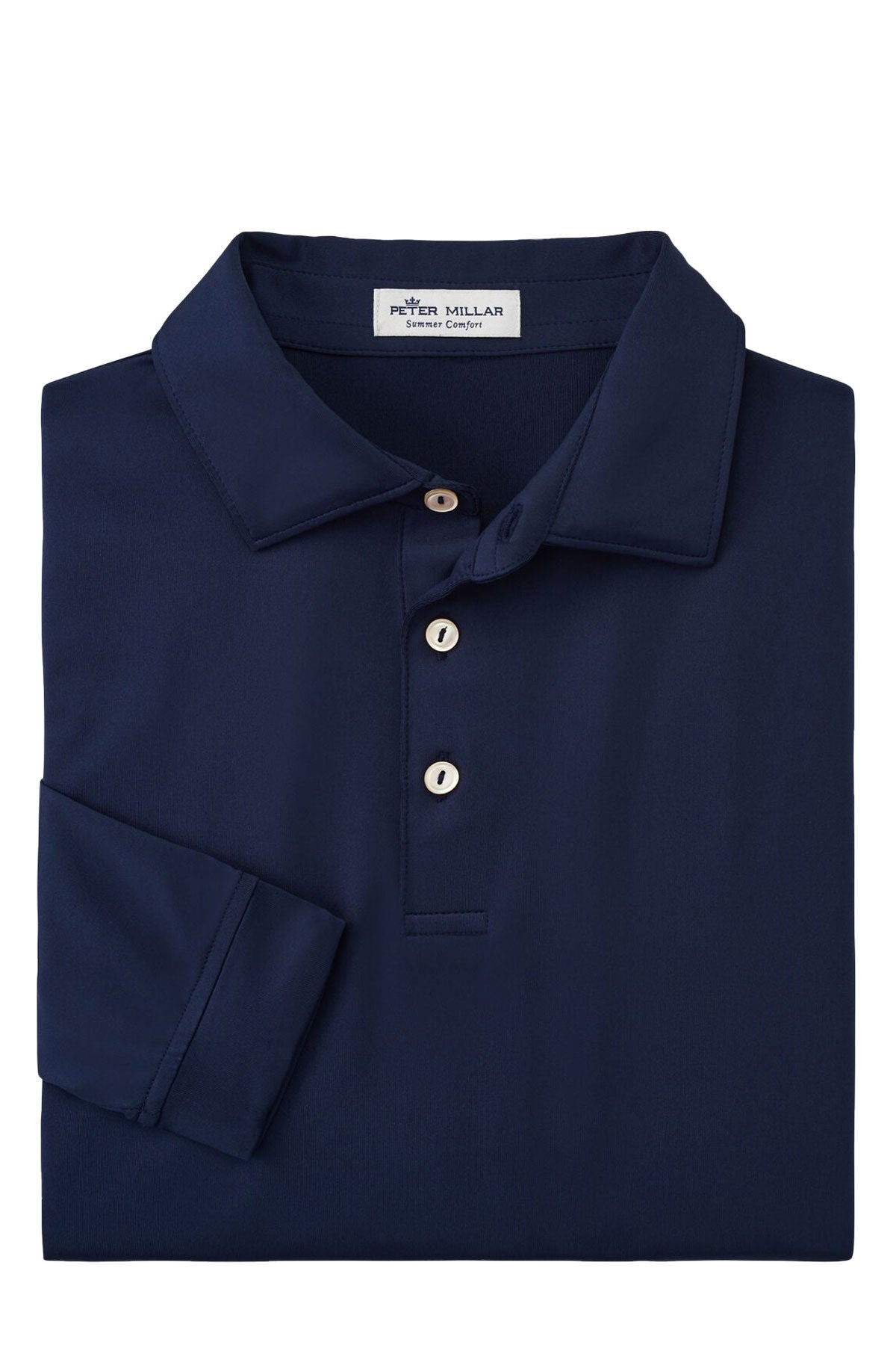 Peter Millar Performance Long Sleeve Branded Polos, Navy [Horizontal Talent]