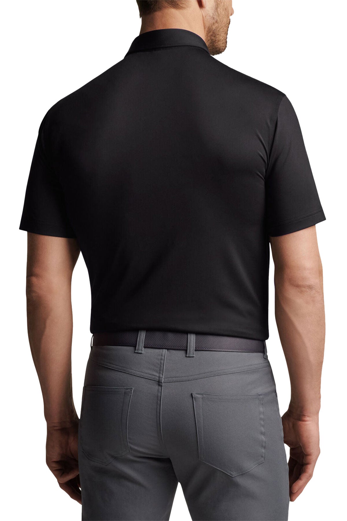 Peter Millar Performance Self Collar Custom Polos, Black [Real8 Group]