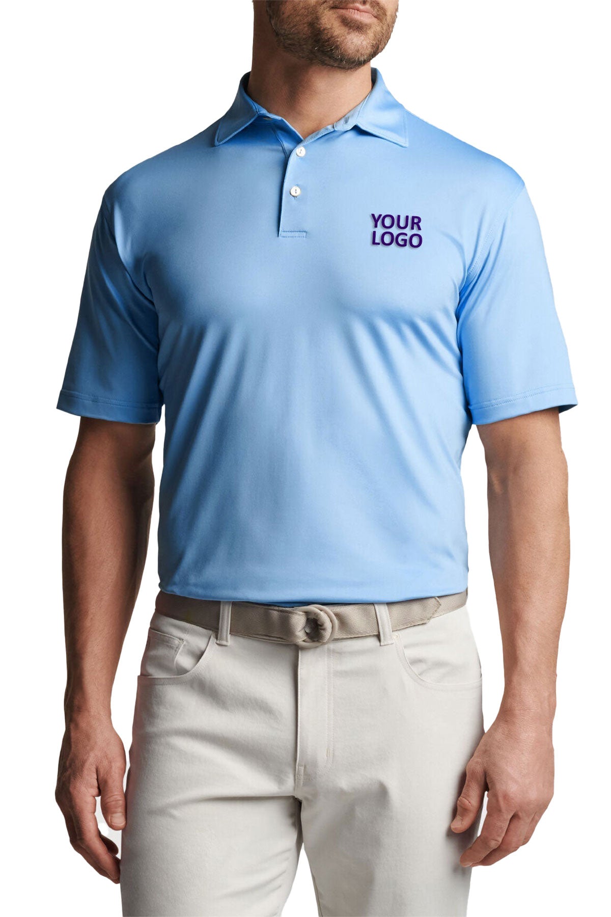 Peter Millar Performance Self Collar Custom Polos, Cottage Blue
