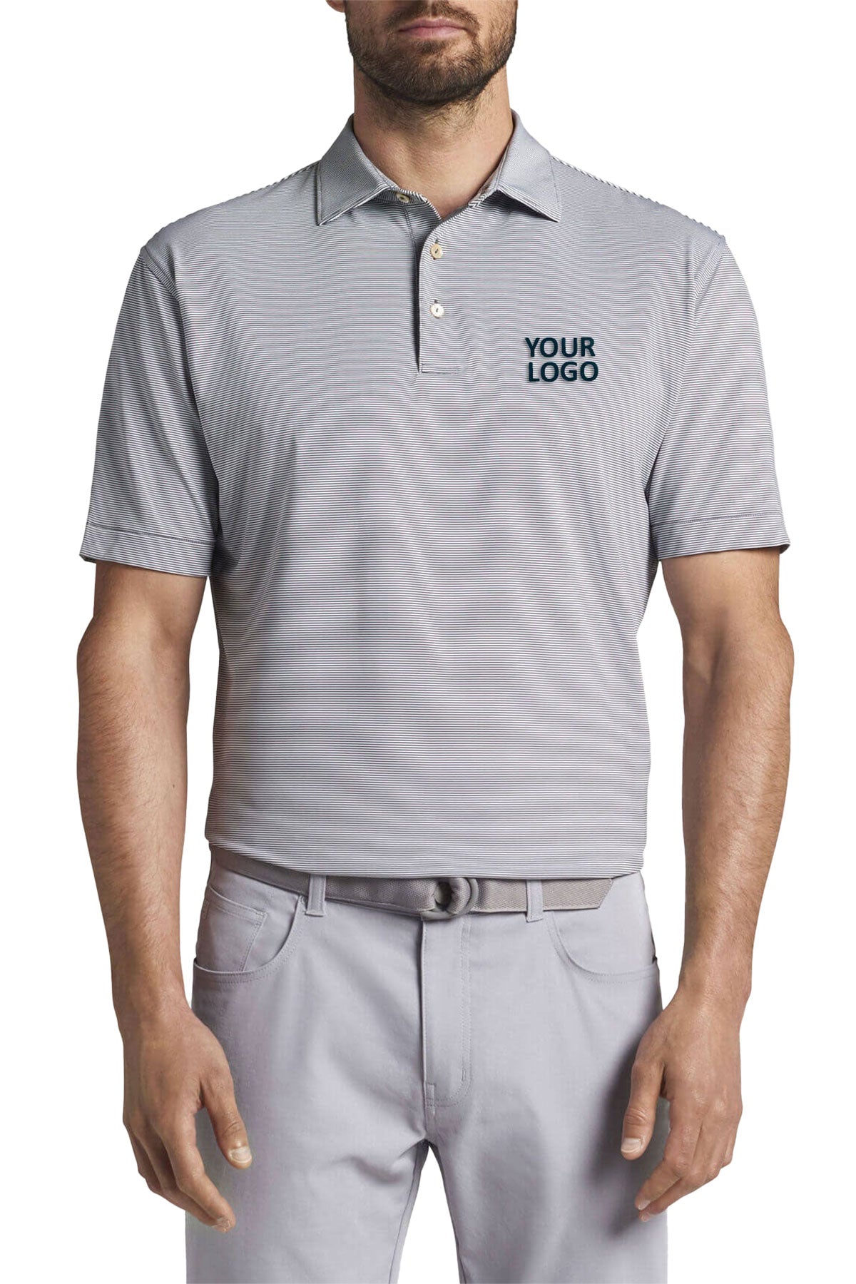 Peter Millar Jubilee Stripe Custom Polos, Iron [Sigma Nu]