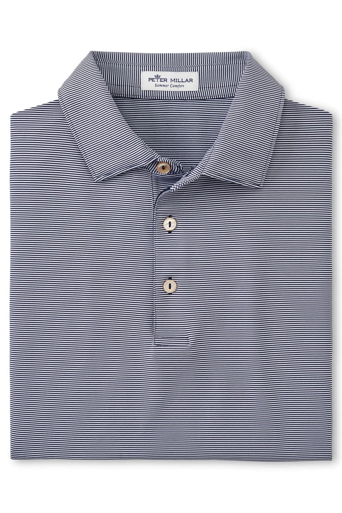 Peter Millar Jubilee Stripe Custom Polos, Navy [Real8 Group]