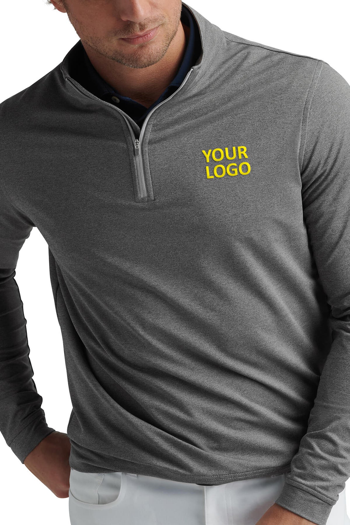 Peter Millar Perth Melange Custom Quarter Zips, Smoke
