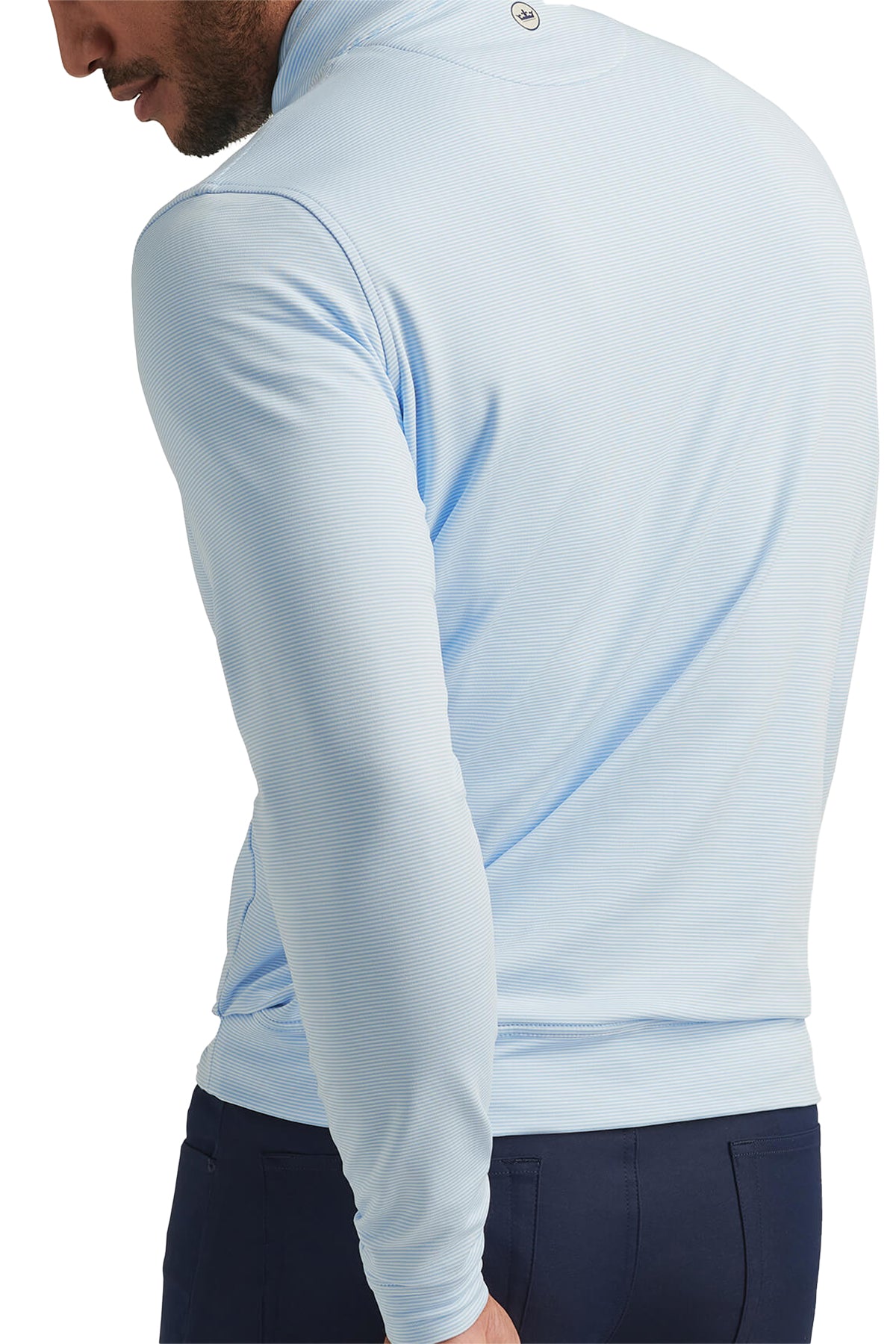 Peter Millar Perth Mini Stripe Stretch Terry Quarter Zips, Cottage Blue