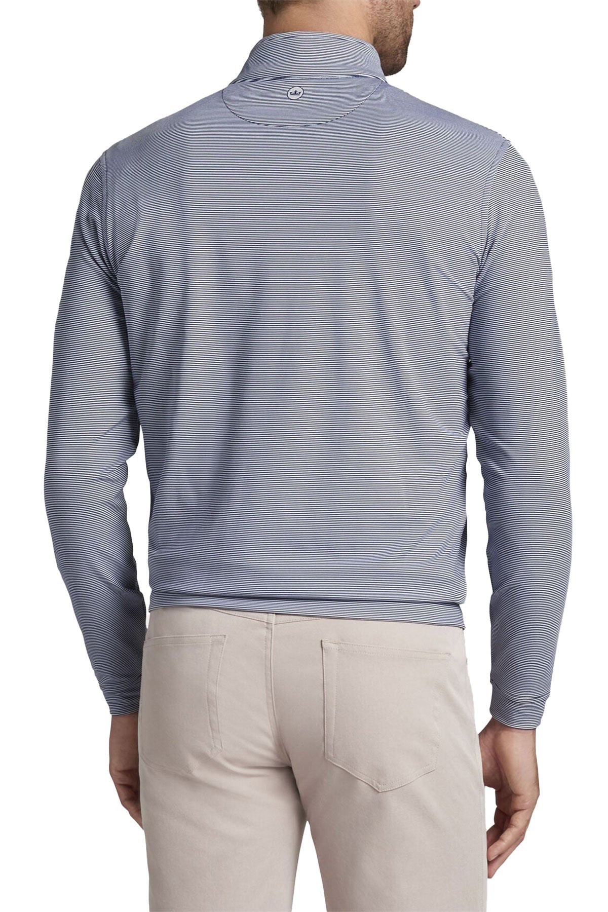 Peter Millar Perth Mini Stripe Stretch Terry Quarter Zips, Navy White [Matos Builders]