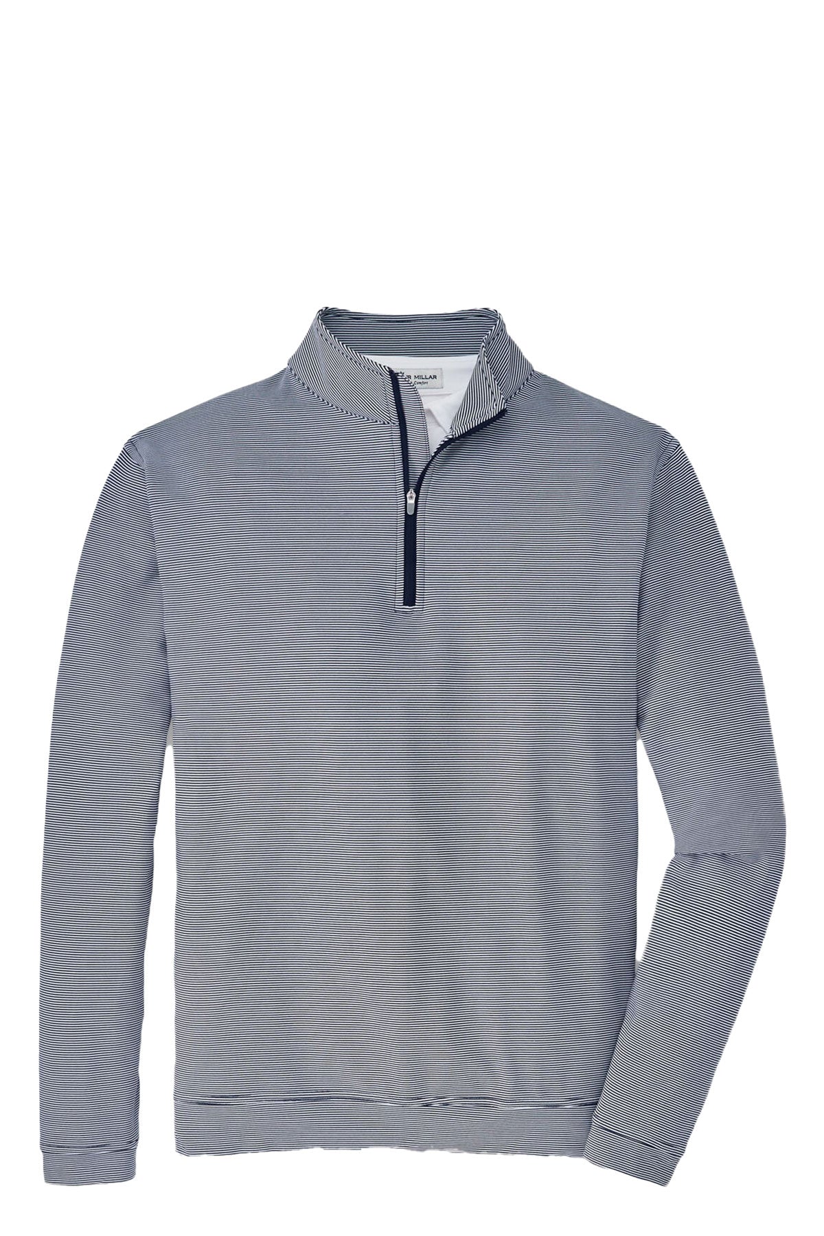 Peter Millar Perth Mini Stripe Stretch Terry Quarter Zips, Navy White [Matos Builders]