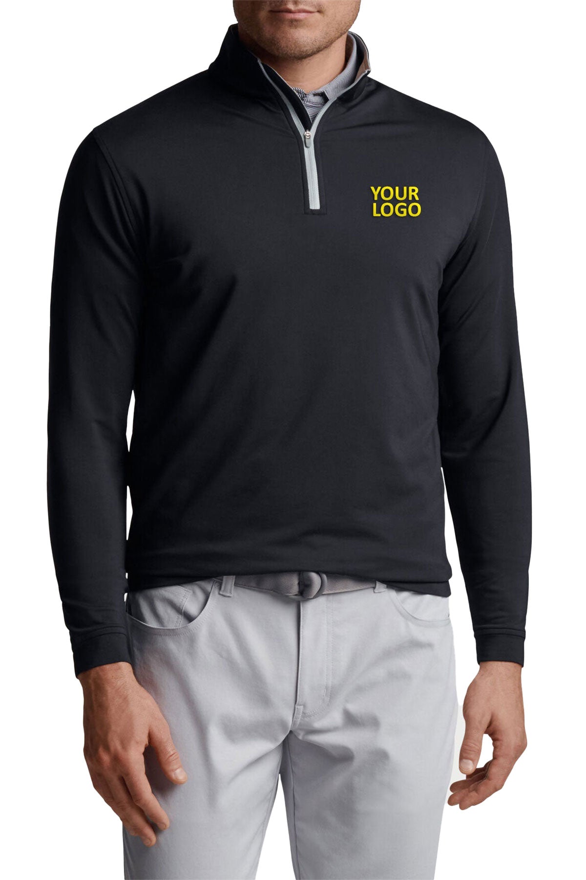 Peter Millar Perth Stretch Terry Custom Quarter Zips, Black