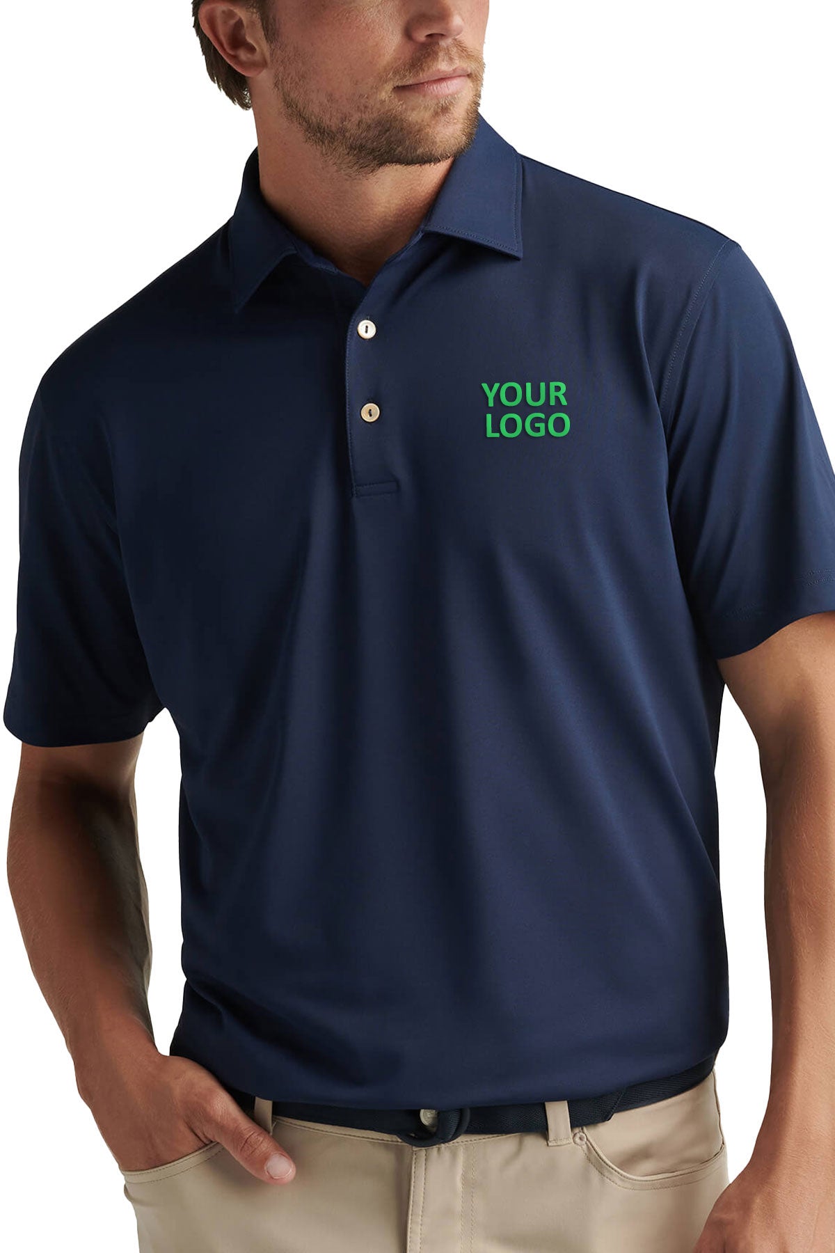 Peter Millar Solid Stretch Custom Polos, Navy