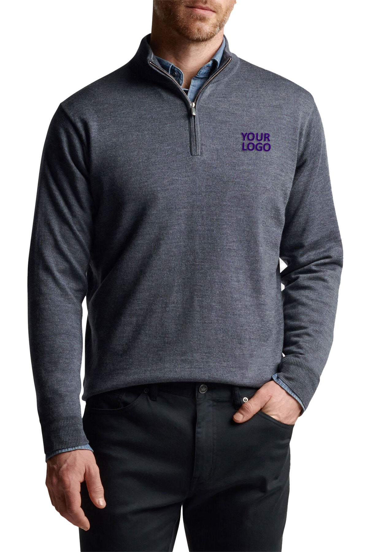 Peter Millar Autumn Crest Customized Quarter Zips, Charcoal