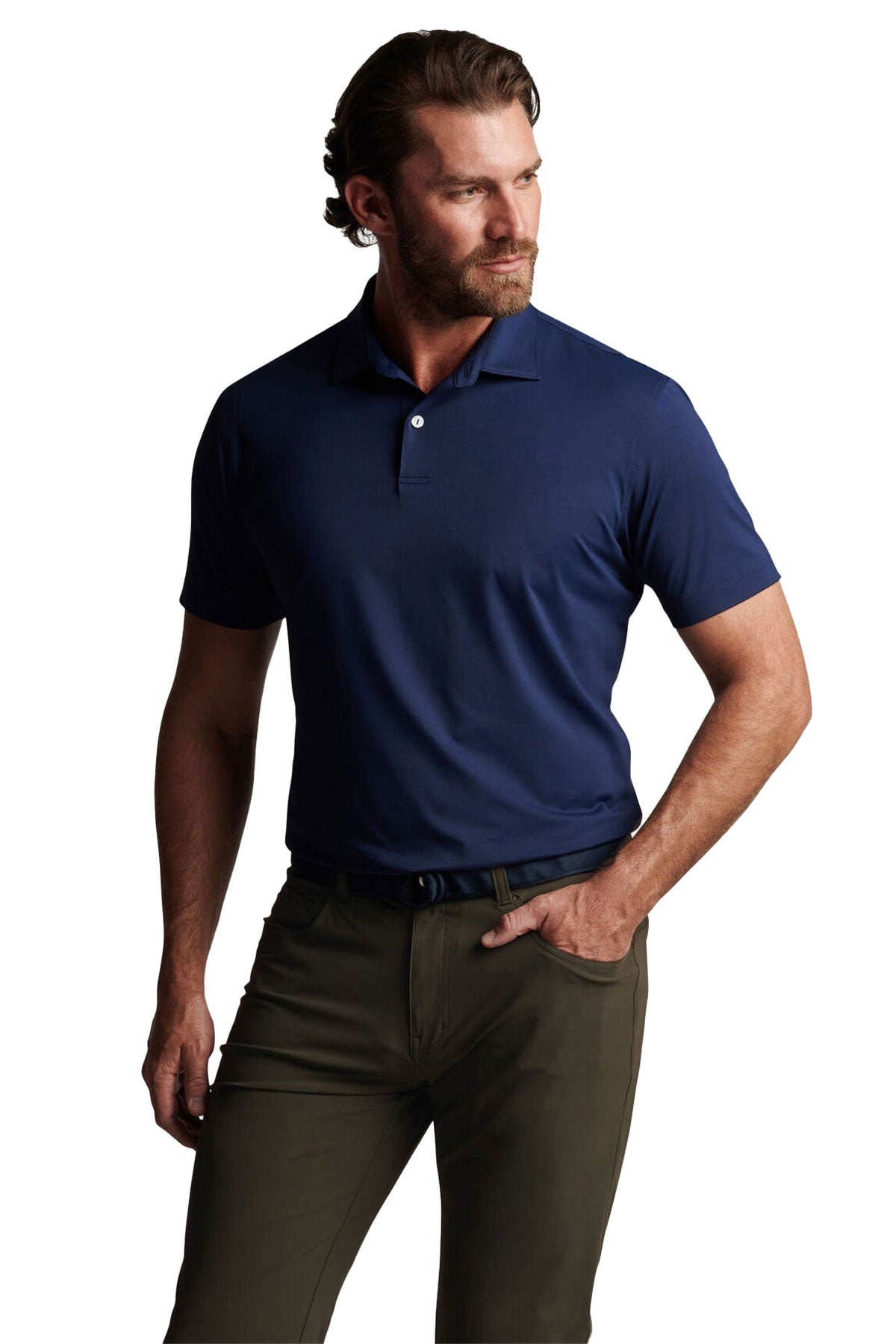 Custom Peter Millar Men's Performance Solid Jersey Polo Navy