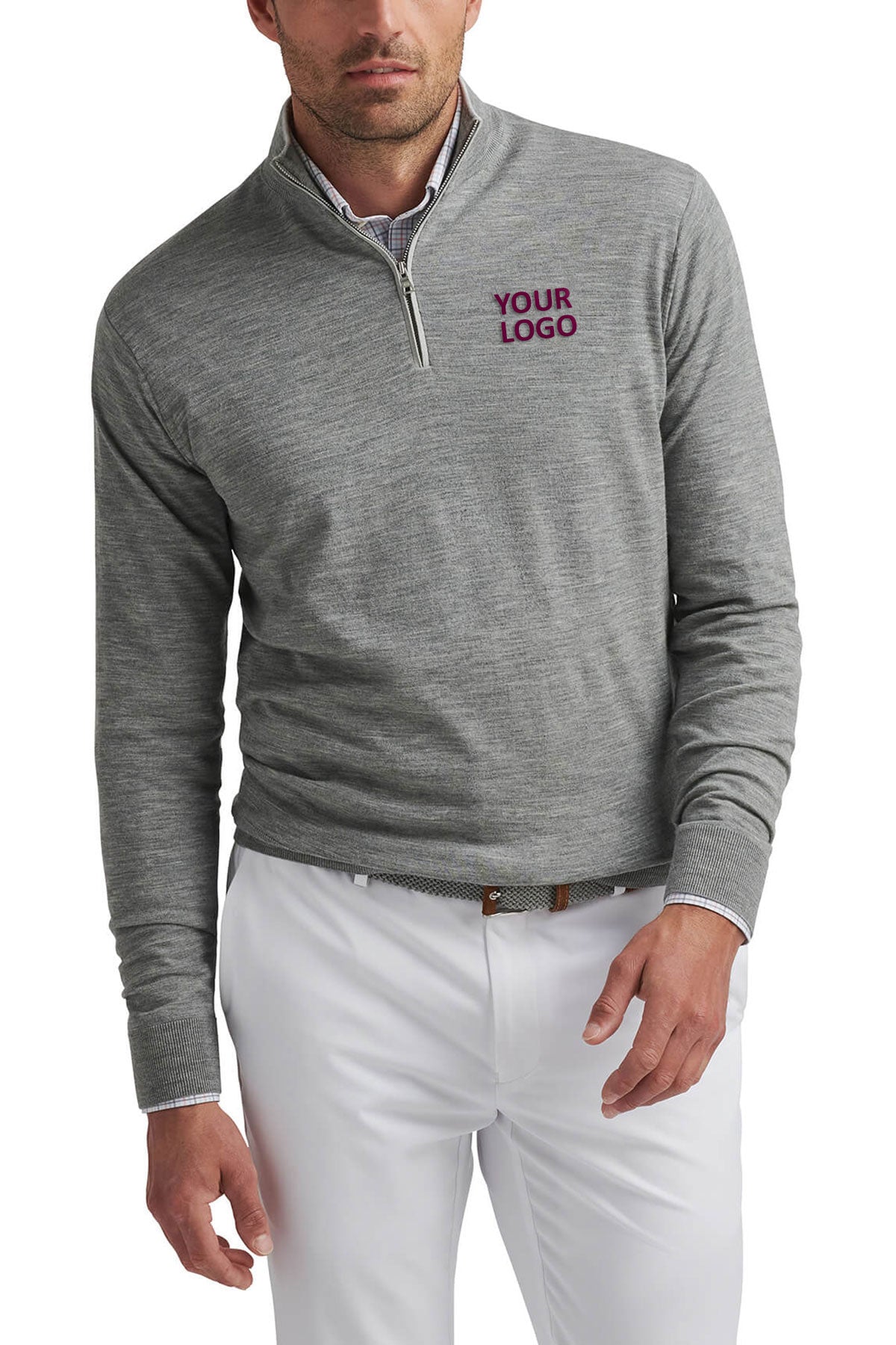 Peter Millar Excursionist Custom Flex Quarter-Zips, Gale Grey