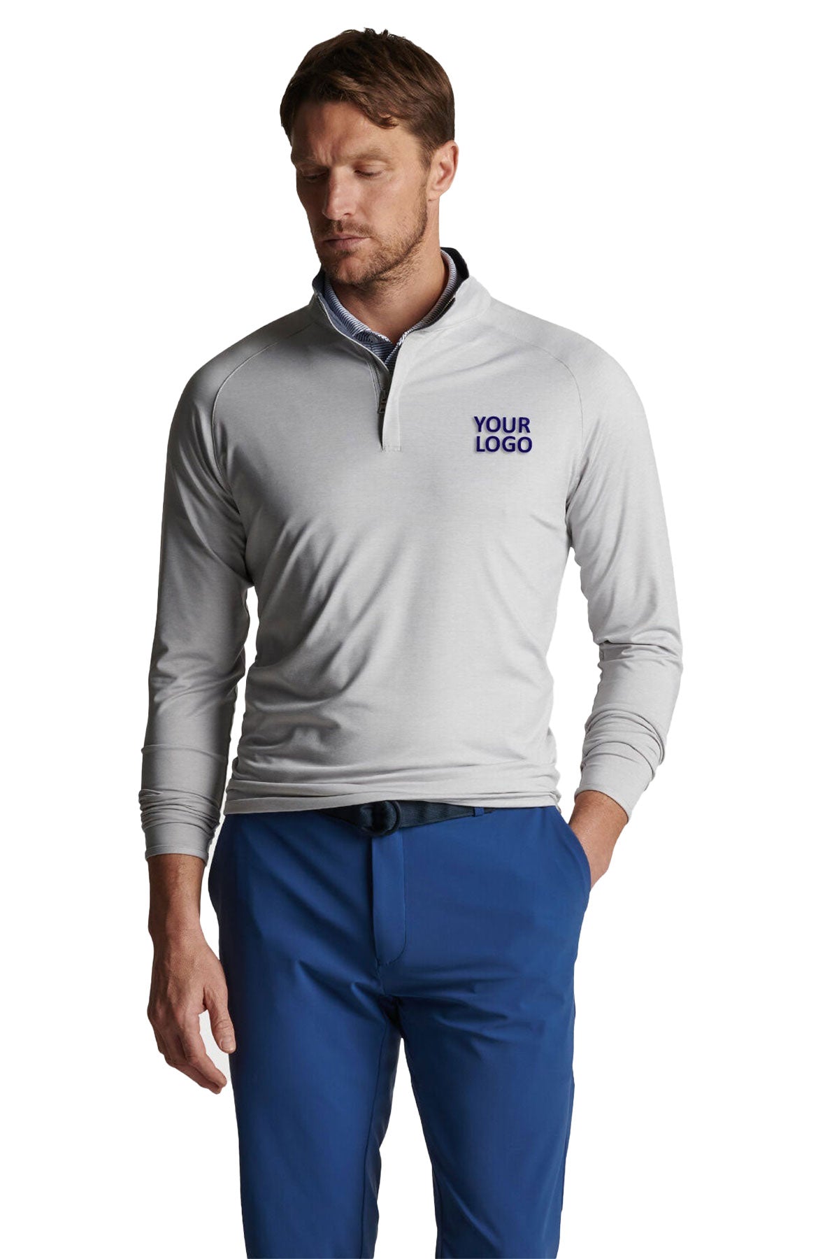 Peter Millar Stealth Performance Custom Quarter Zips, British Grey
