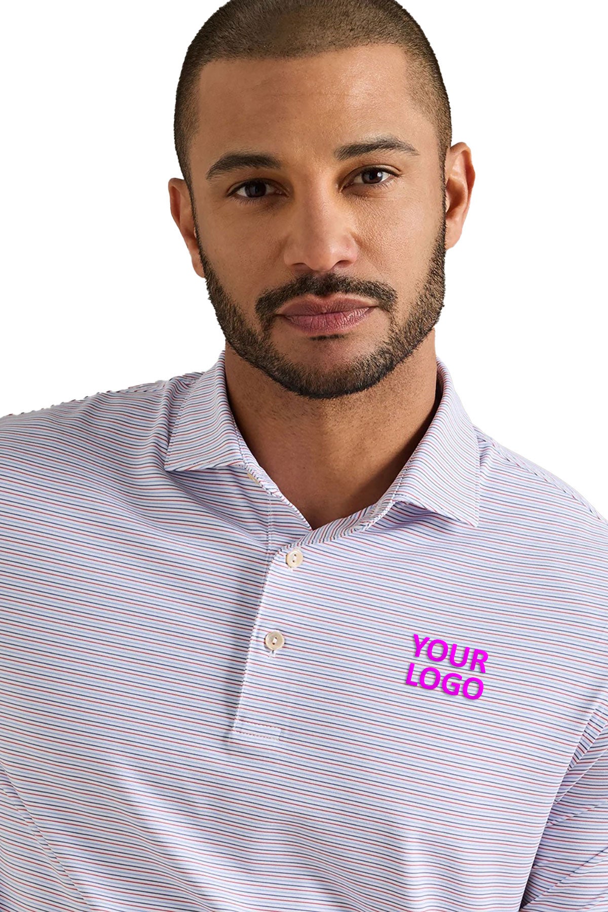 Peter Millar Pierce Performance Jersey Custom Polos, White