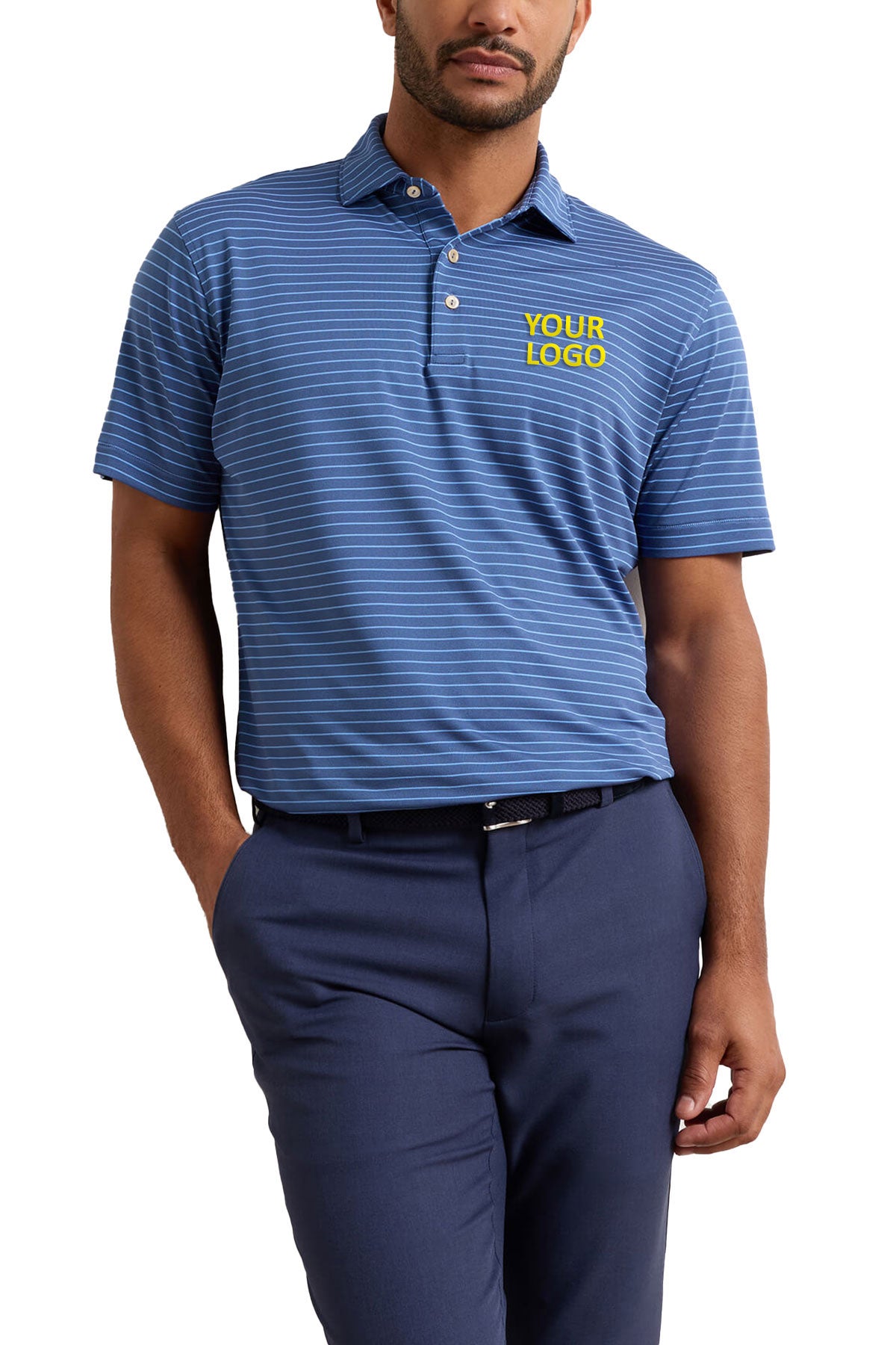 Peter Millar Winston Performance Mesh Custom Polos, Blue